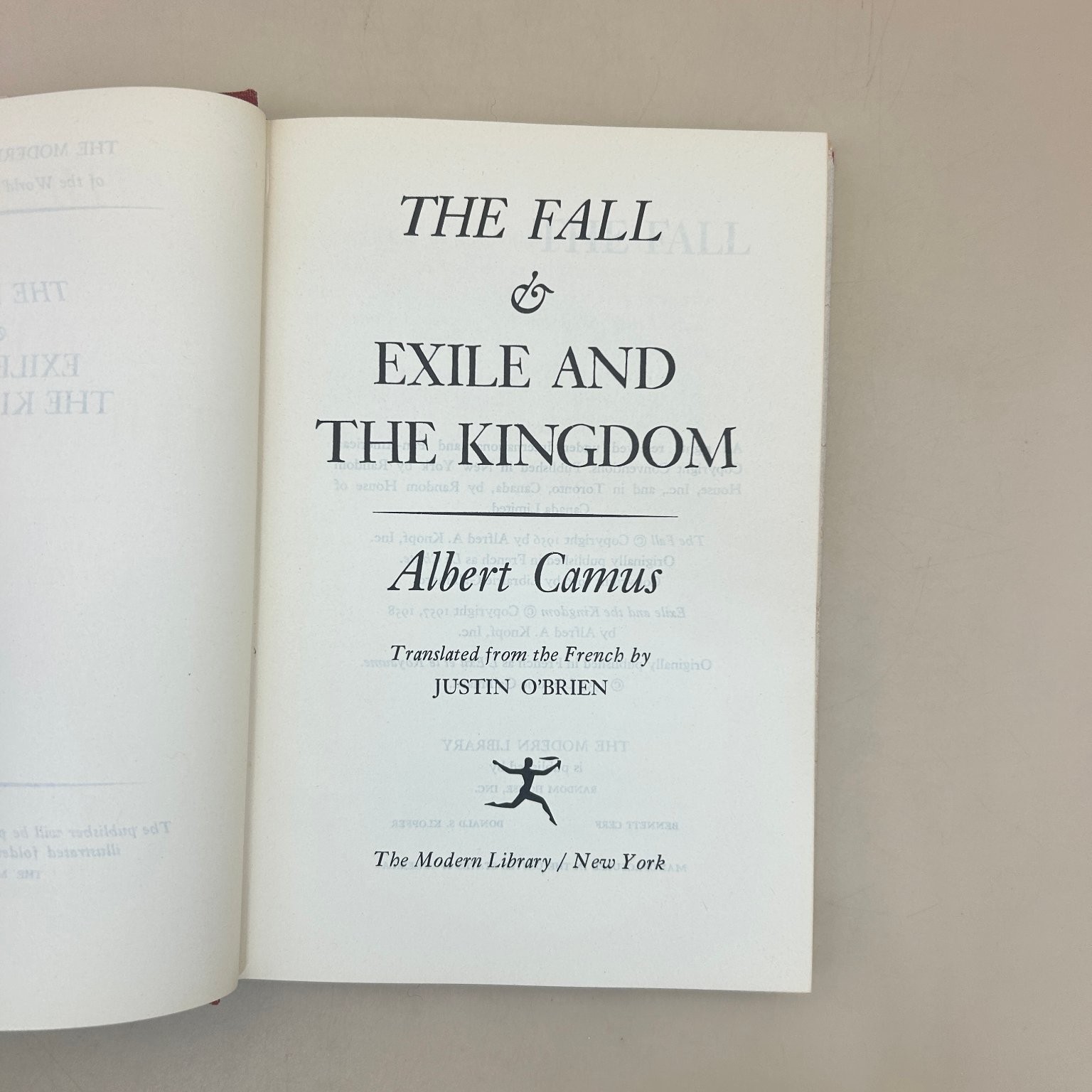 The Fall & Exile and the Kingdom Albert Camus 1958 Modern Library Classic