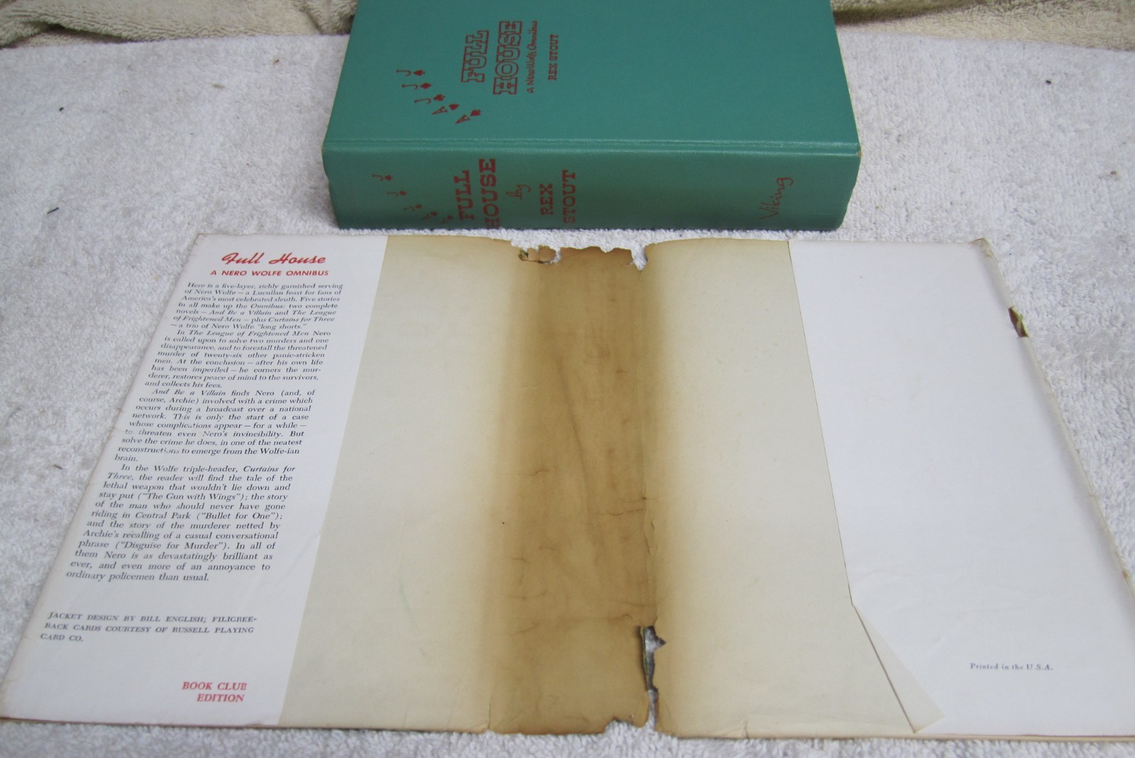 4 Rex Stout Royal Flush BCE Nero Wolfe Omnibus Vtg HCDJ Viking 1965 DJ 3 Aces +