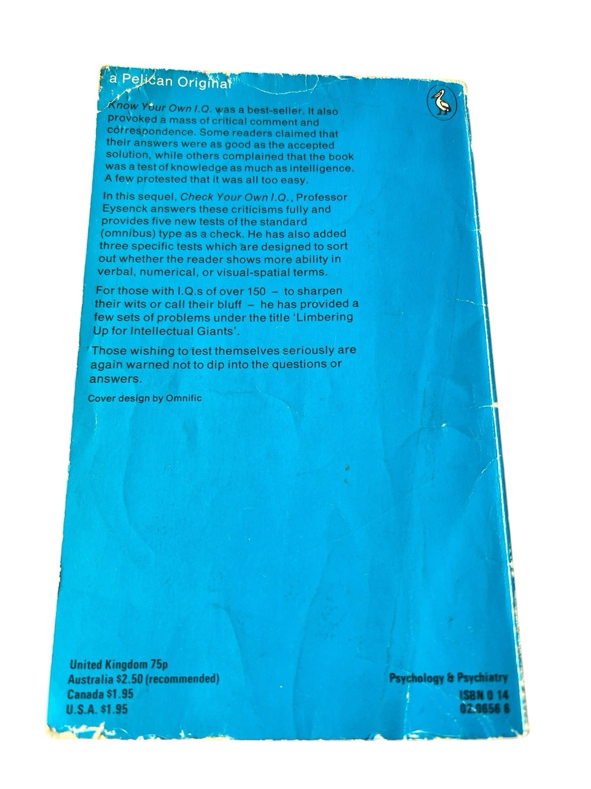 Check Your Own I. Q. by Hans J. Eysenck (1962, Uk- a Format Paperback)