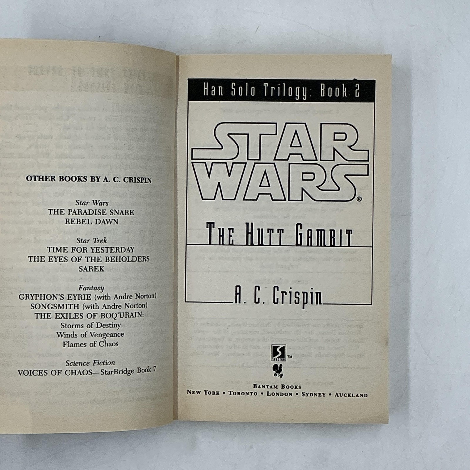 Star Wars: The Han Solo Trilogy A. C. Crispin Books Paperback 1997 3-Book Lot