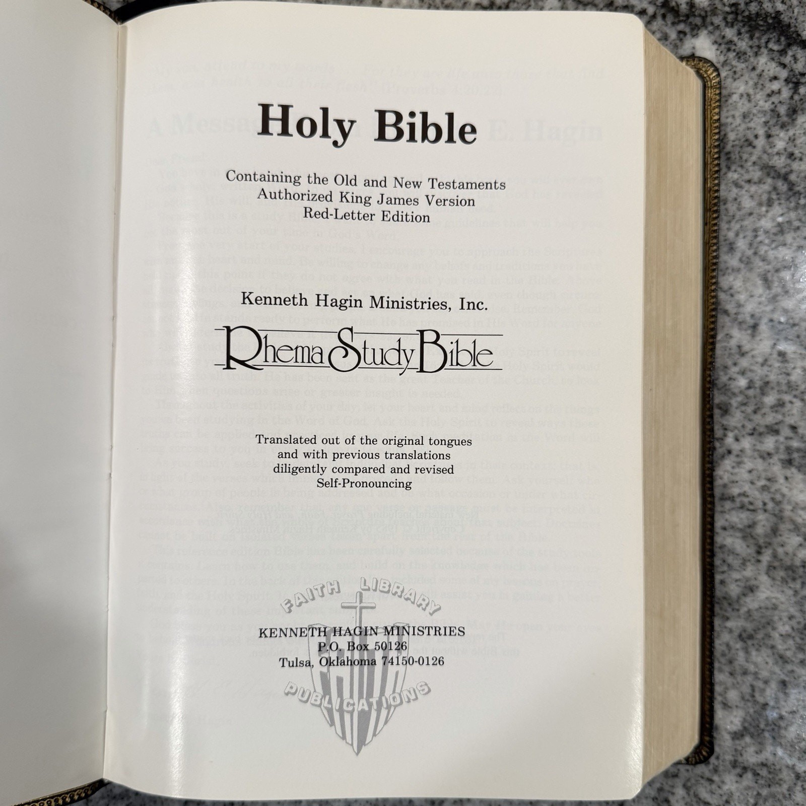VTG 1985 Rhema Study Bible Kenneth Hagin Ministries-Lg Print King James Version