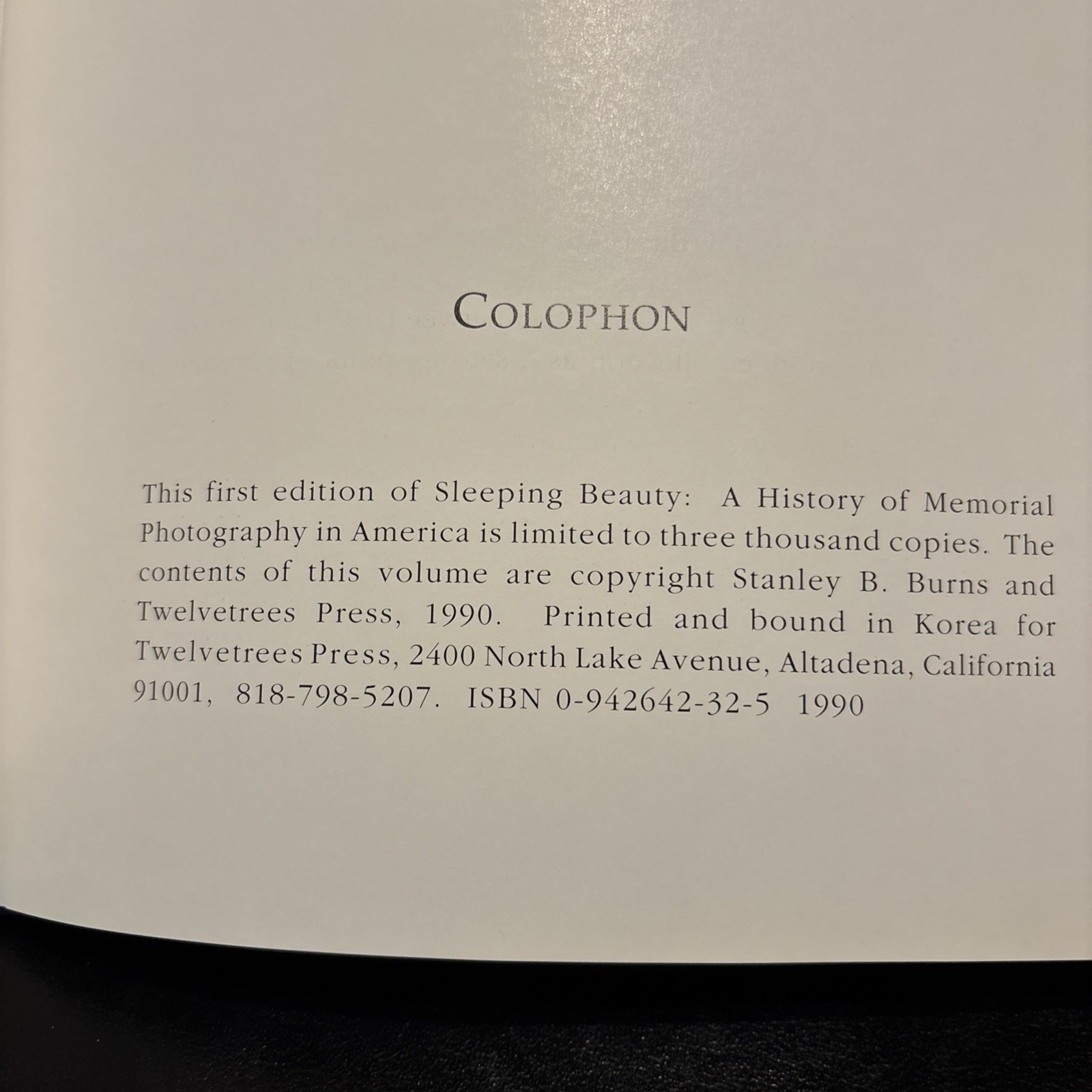 Sleeping Beauty Memorial Photography In America 1990 FIRST EDITION Stanley Burns
