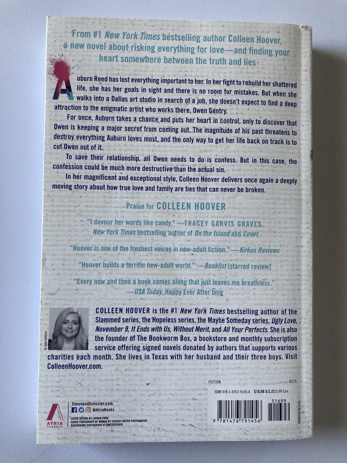 Confess : A Novel by Colleen Hoover (2015, Trade Paperback)