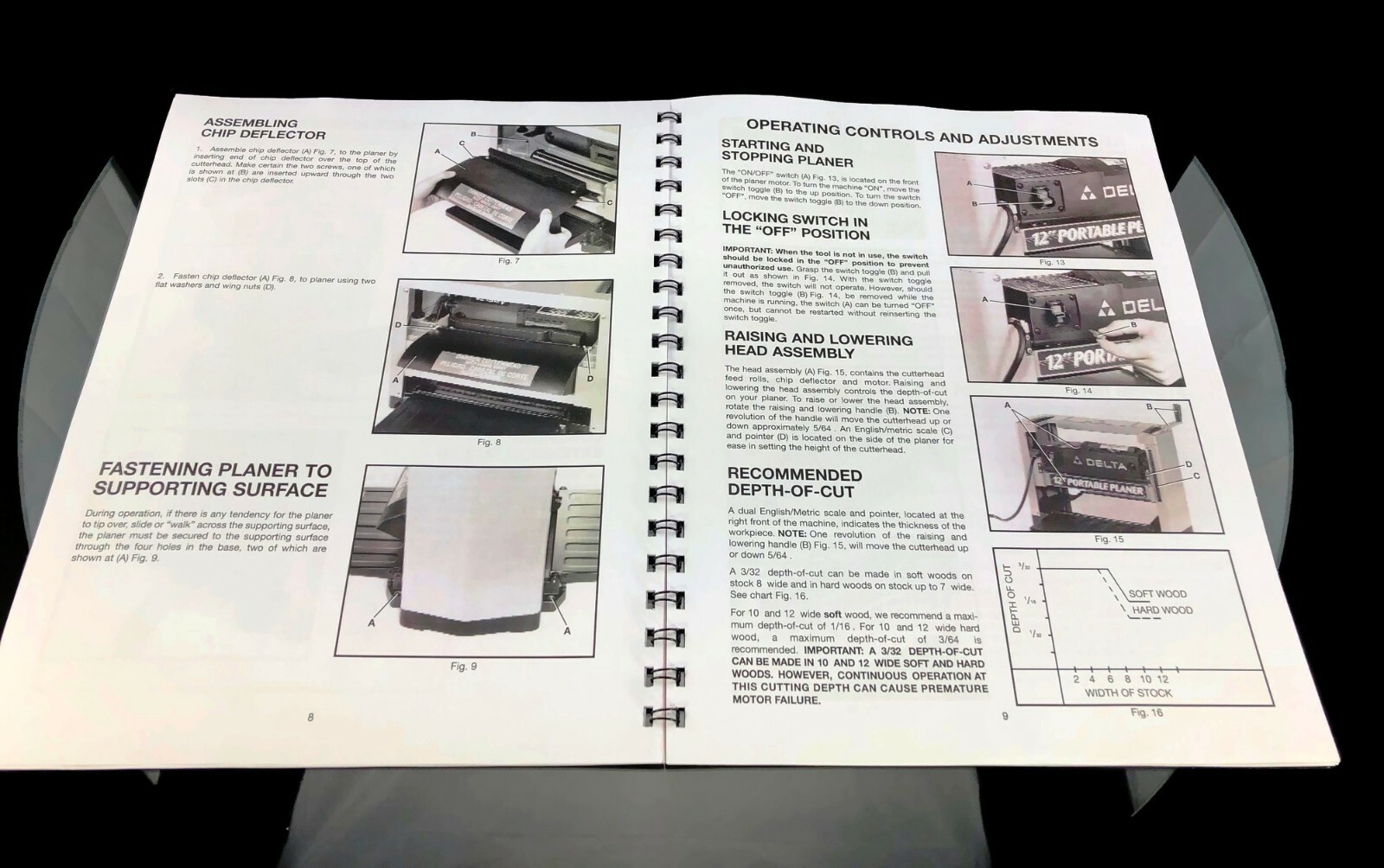 Delta 12″ Portable Planer 22-540 Instruction Manual SPIRAL BOUND