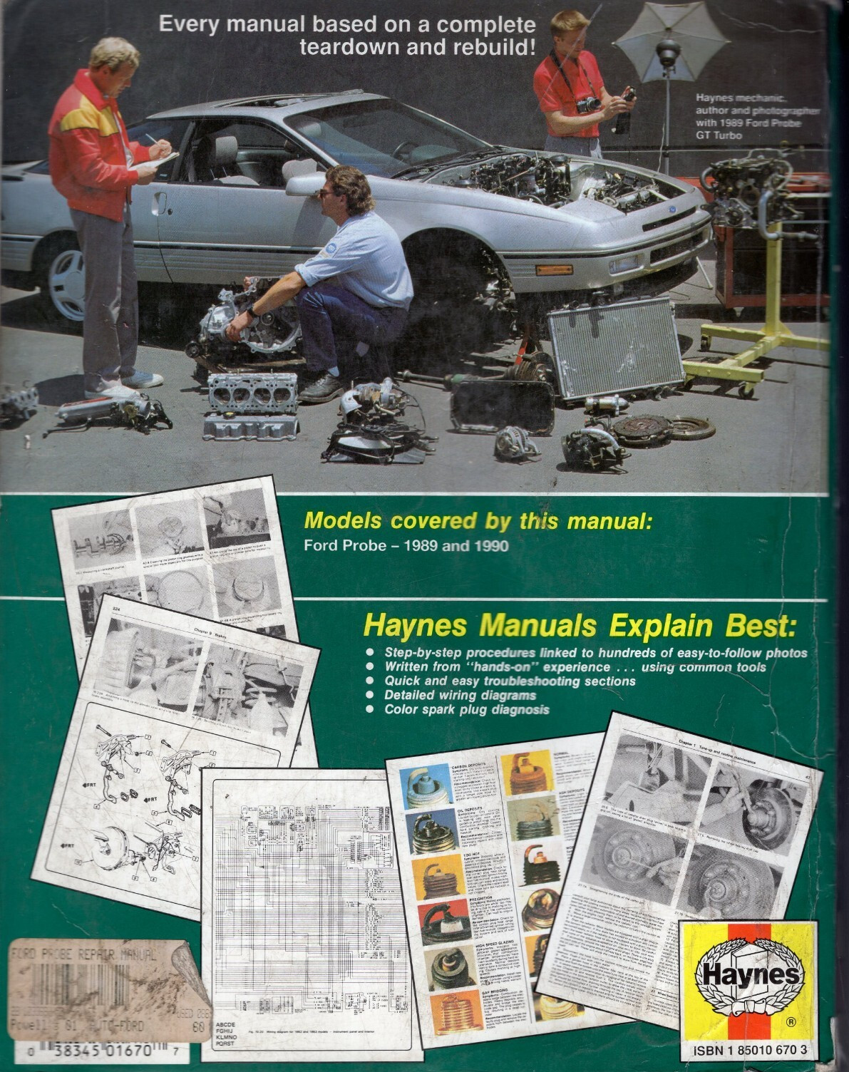Haynes Ford Probe Automotive Repair Manual # 1670 1989-90 MN1499