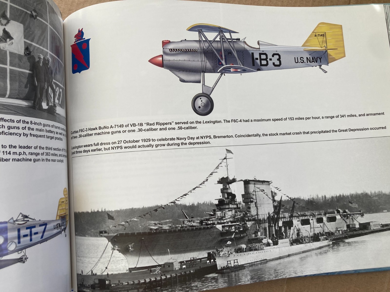 WWII USN Navy USS LEXINGTON CV-2 Aircraft Carrier Pacific Squadron at Sea Signal