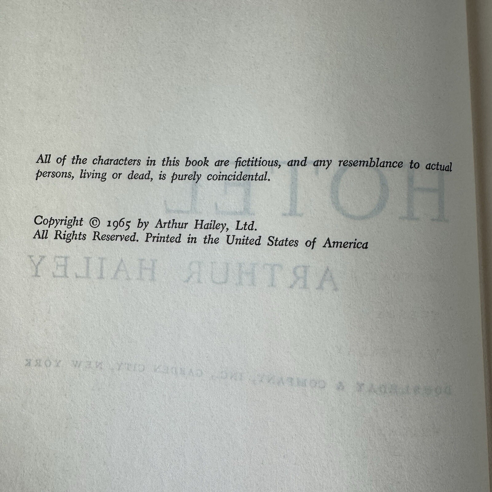 Hotel by Arthur Hailey BCE Hard Cover 1965