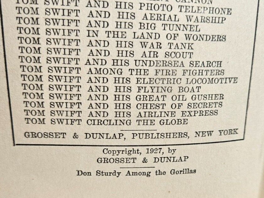 Don Sturdy Among the Gorillas by Victor Appleton, 1927 Grosset & Dunlap