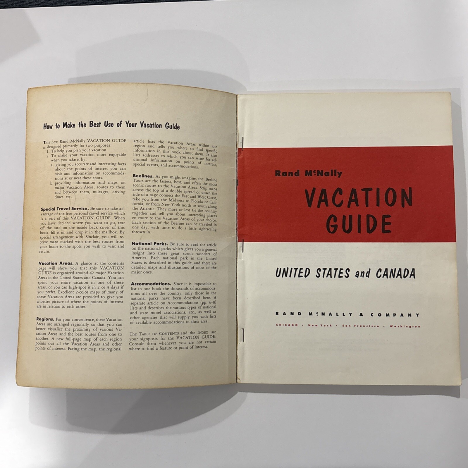 VTG 1955 RAND McNALLY VACATION GUIDE United States and Canada – Paperback