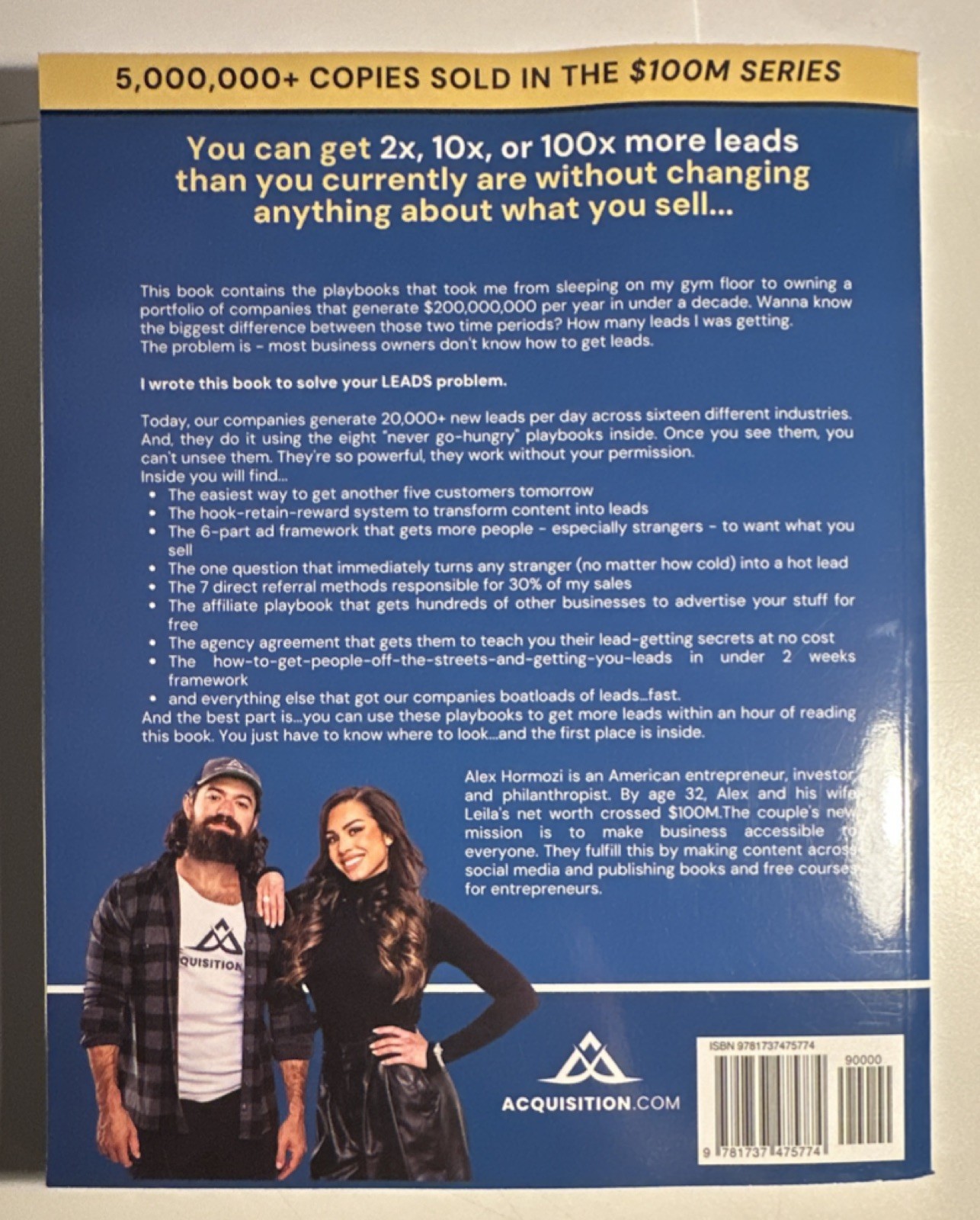 $100M Leads by Alex Hormozi Paperback – Sales, Entrepreneurship, Marketing Book