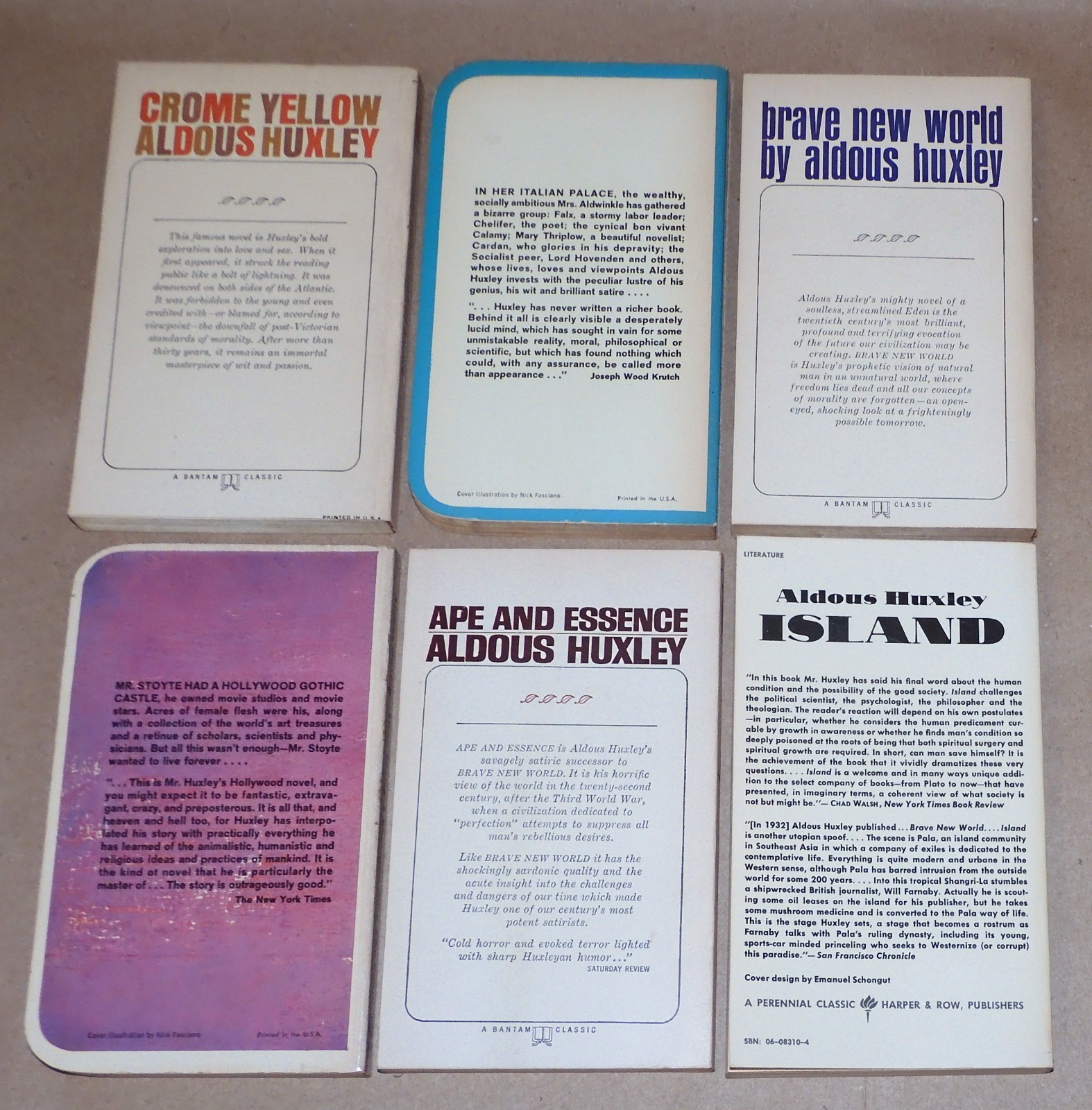 ALDOUS HUXLEY Lot 6 Vintage PBs incl Dystopian SCI-FI : BRAVE NEW WORLD ++ READ!