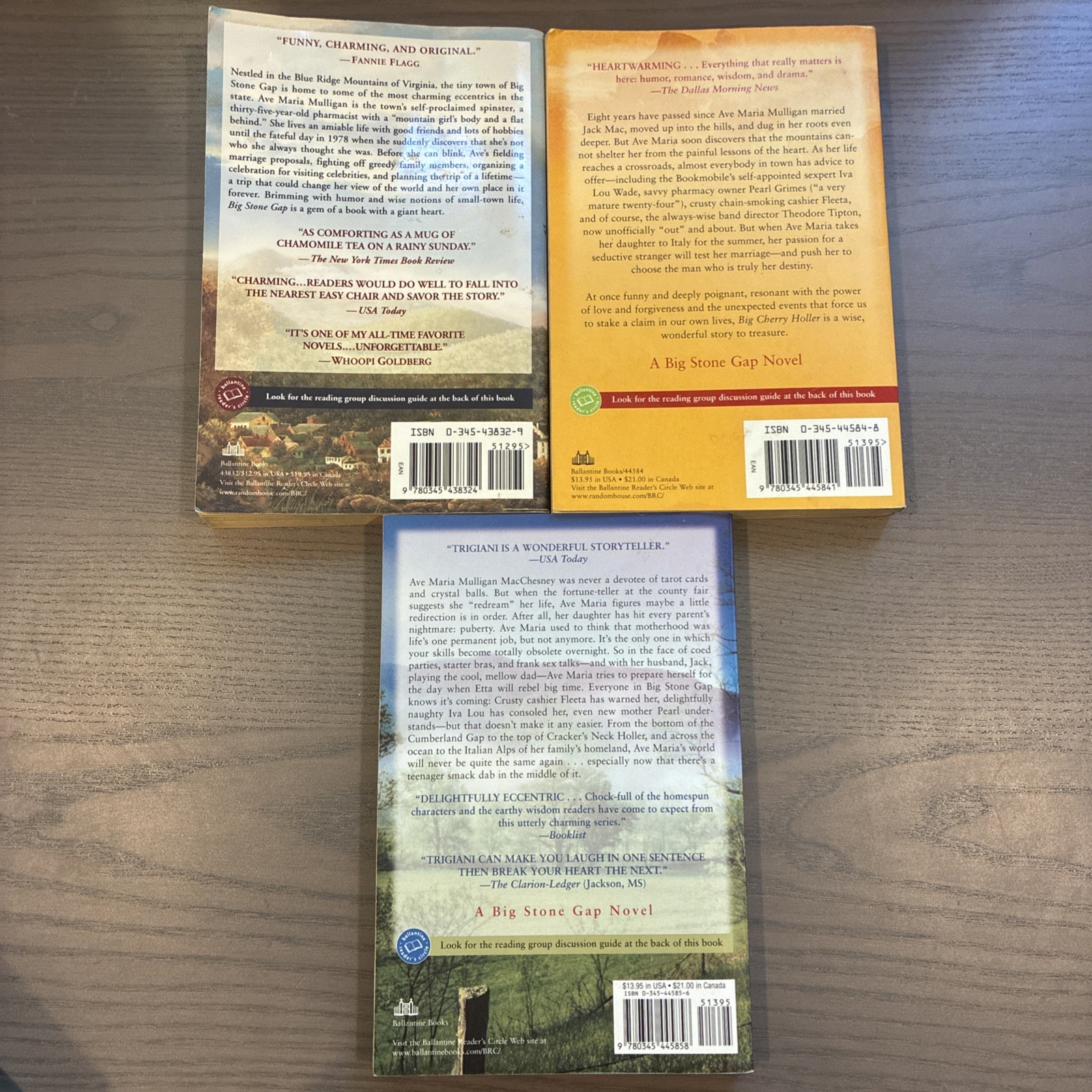 Adriana Trigiani Paperback Lot Big Stone Gap Big Cherry Holler Milke Glass Moon