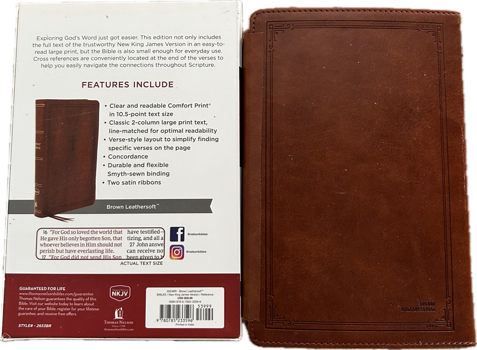 MAGNETIC CLOSURE NKJV LARGE PRINT(10.5pt) CUSTOM ENGRAVED Personal Bible