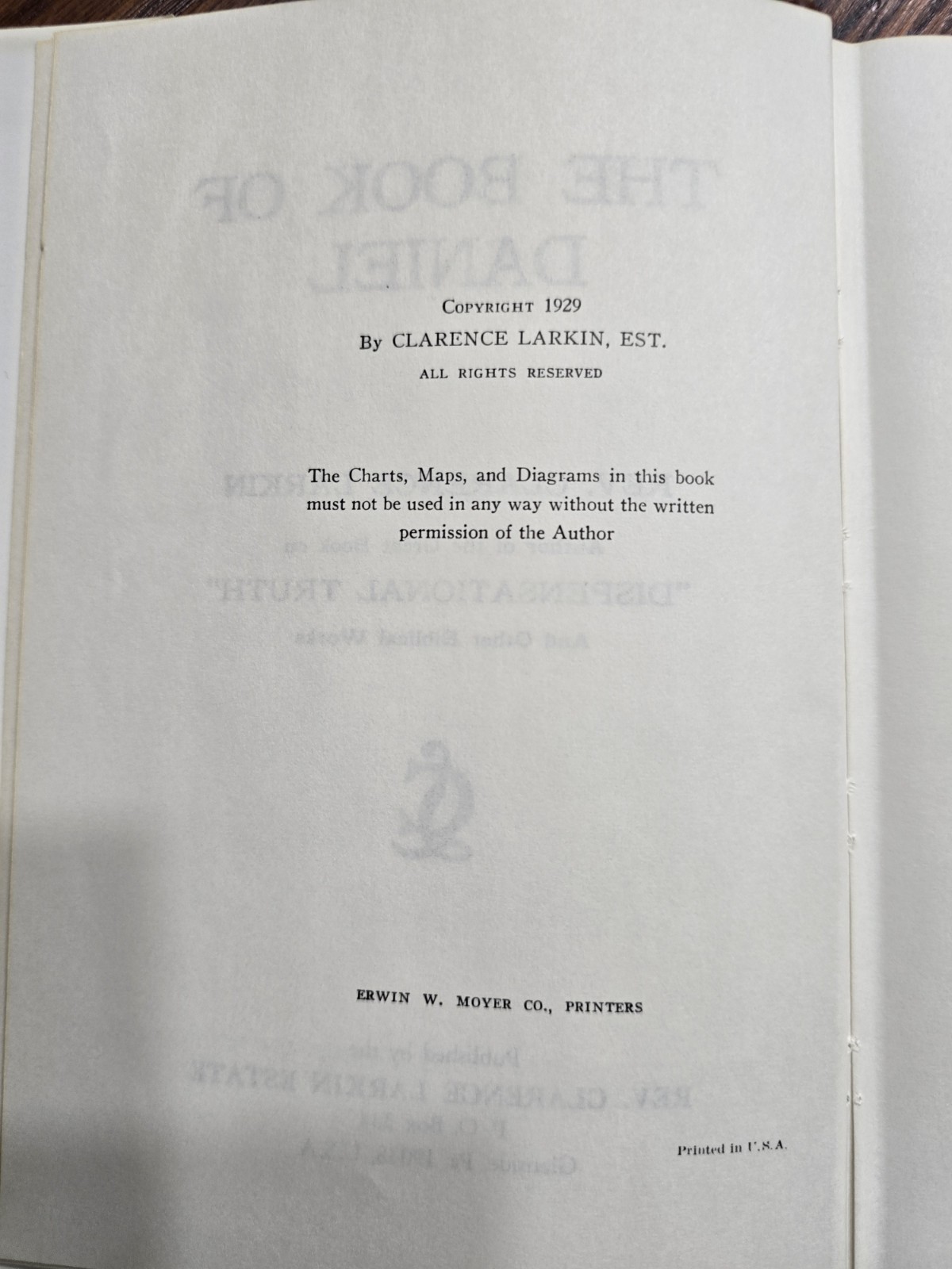 The Book of Daniel Rev Clarence Larkin Vintage 1929 Hardcover Biblical Prophecy