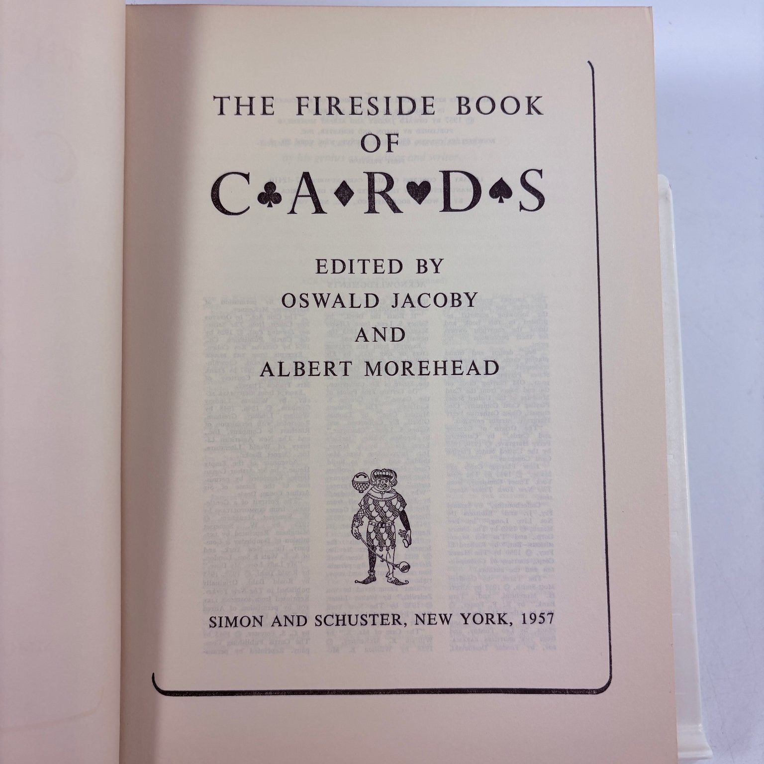 The Fireside Book of Cards Oswald Jacoby Albert Morehead 1957 First