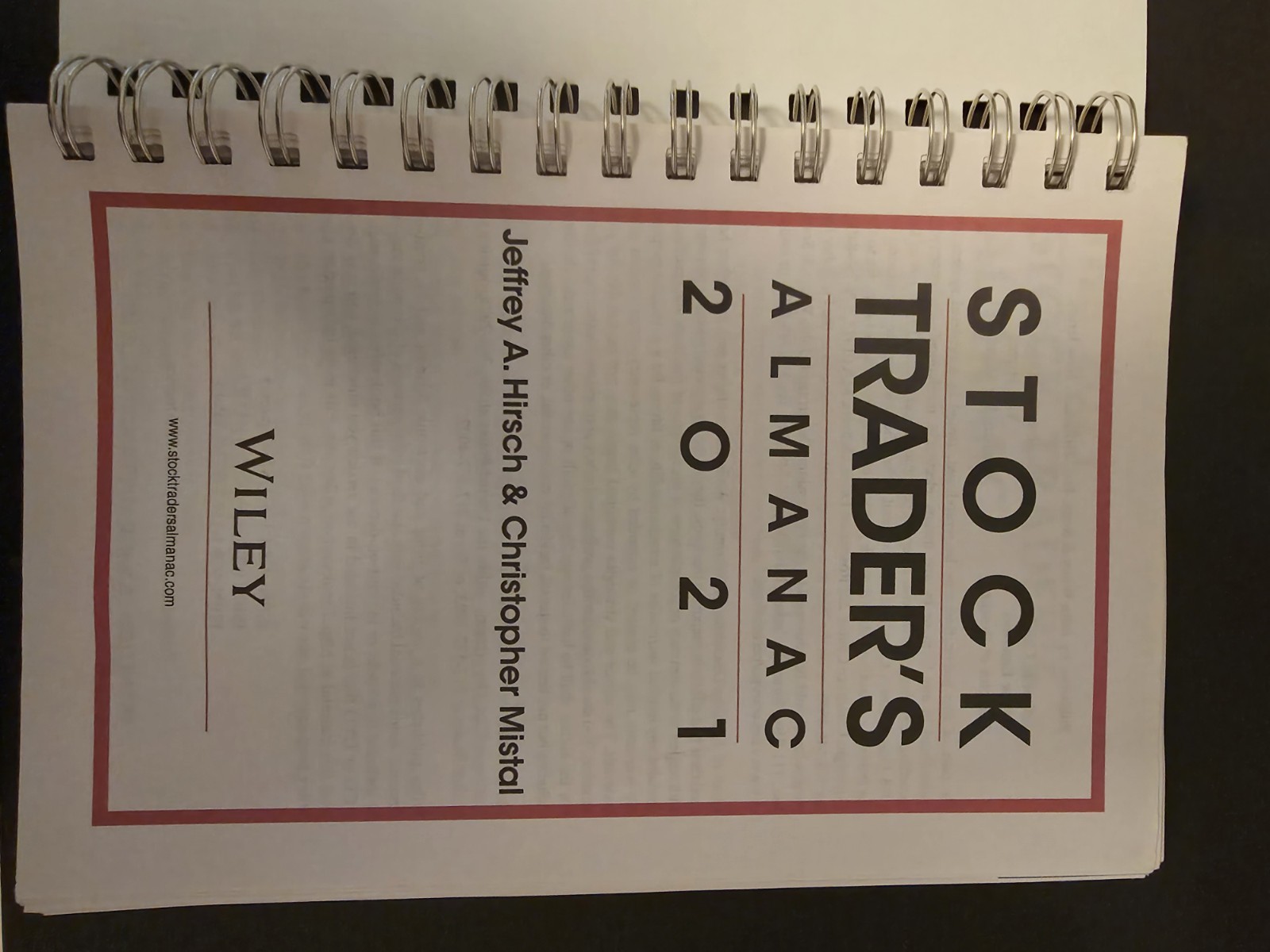 Stock Trader’s Almanac 2021 by Jeffrey A. Hirsch (2020, Spiral)