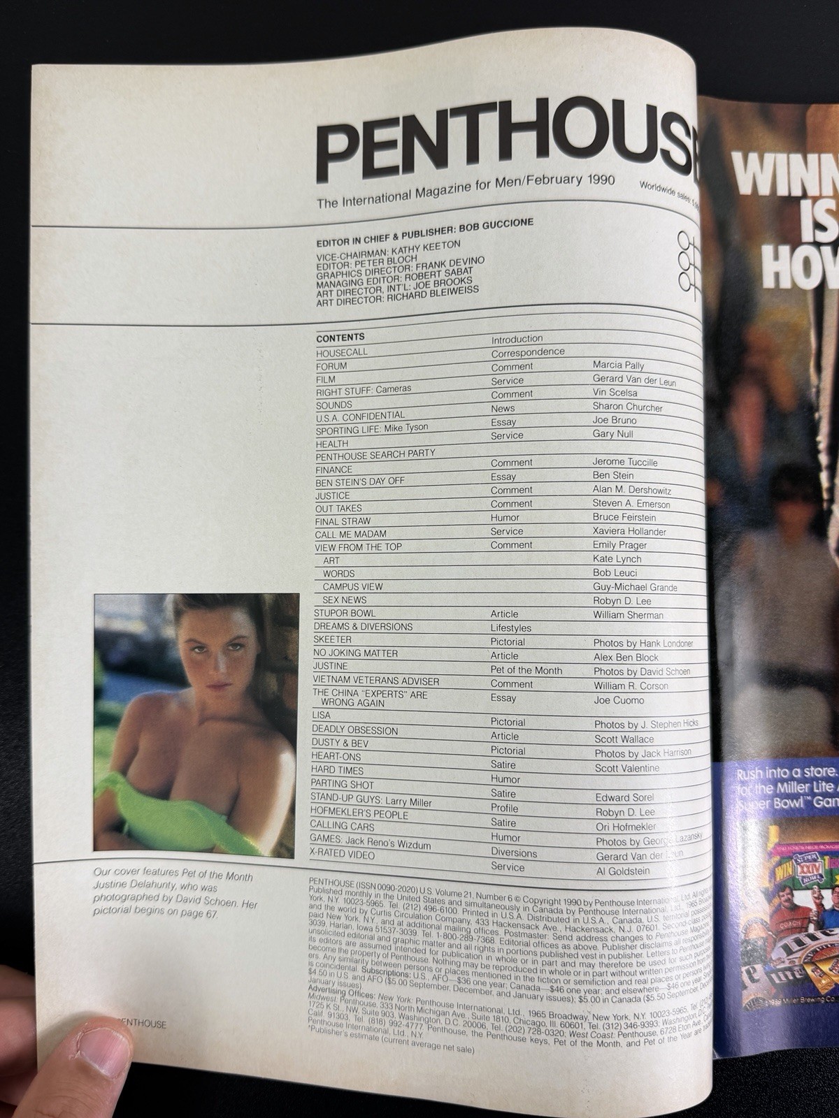 Penthouse Magazine February 1990 • Pet Justine Delahunty • Biker Chick Sex B