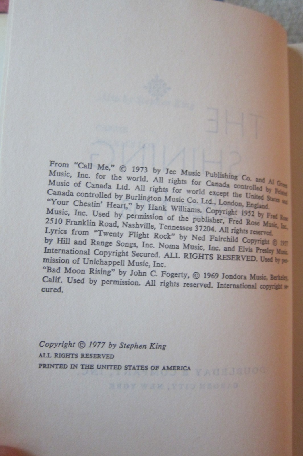 Vintage THE SHINING 1977 First Book Club Edition BCE Stephen King HC/DJ