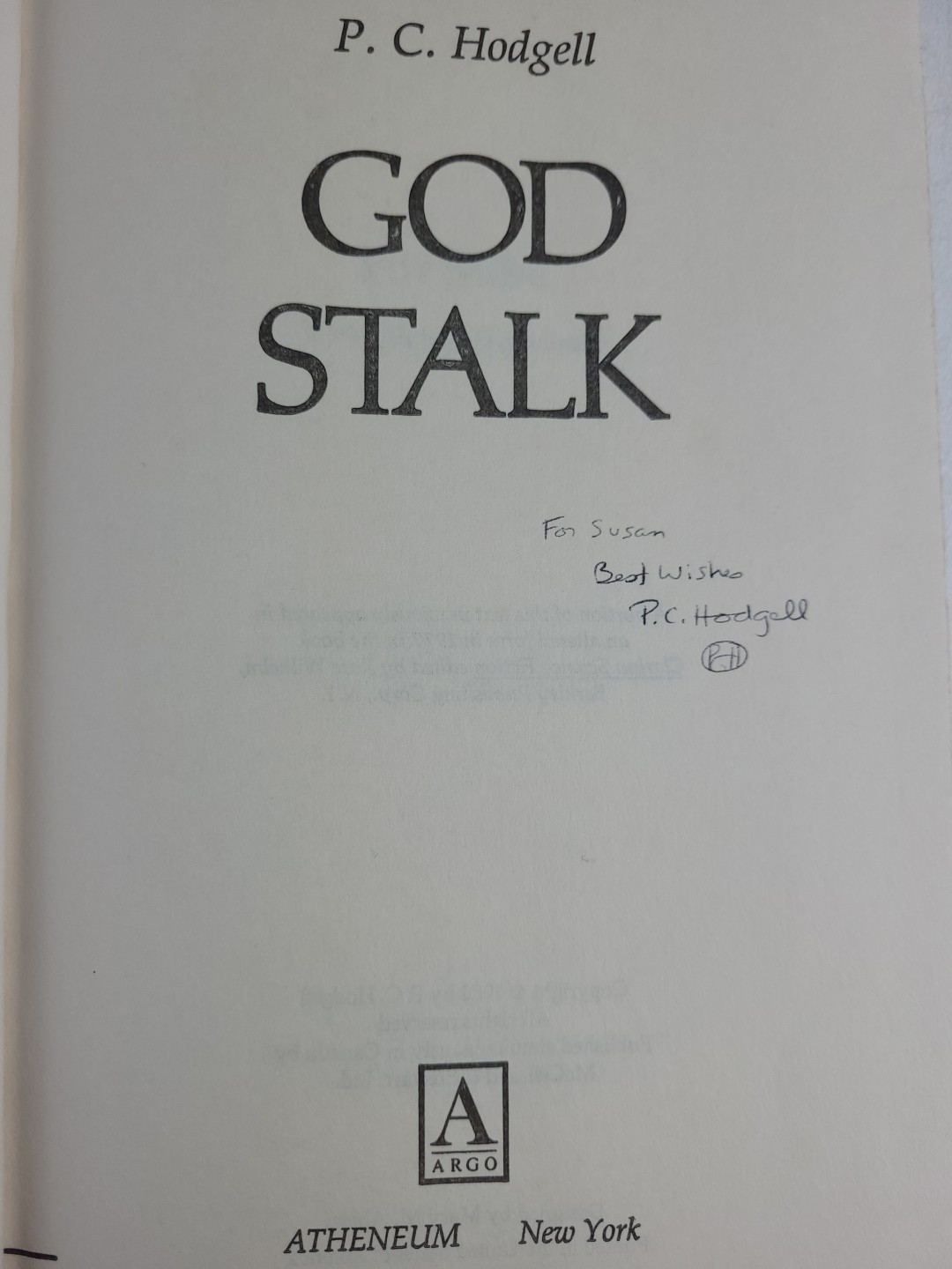*SIGNED* God Stalk P. C. Hodgell Hardcover HCDJ 1982 BCE