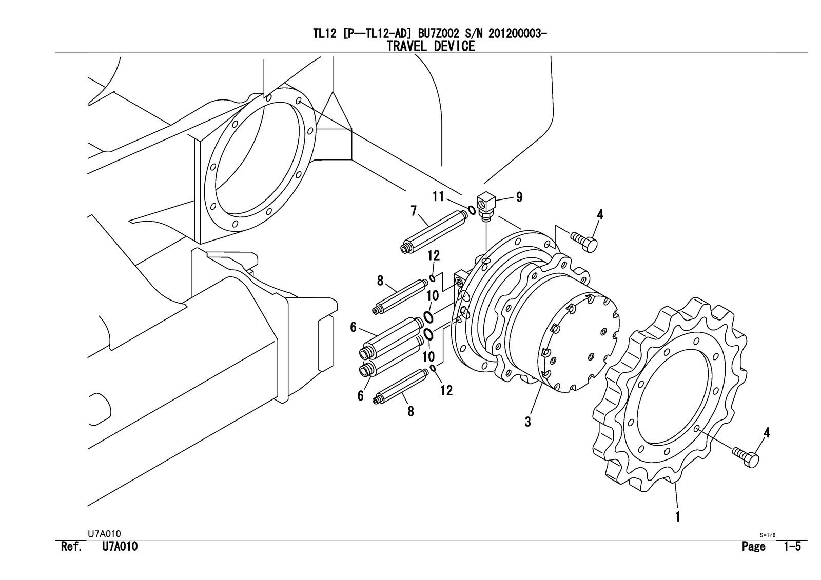 TAKEUCHI TL12 TL12-AD Crawler Loader Illustrated Parts Manual WIRE BOUND, JACKET