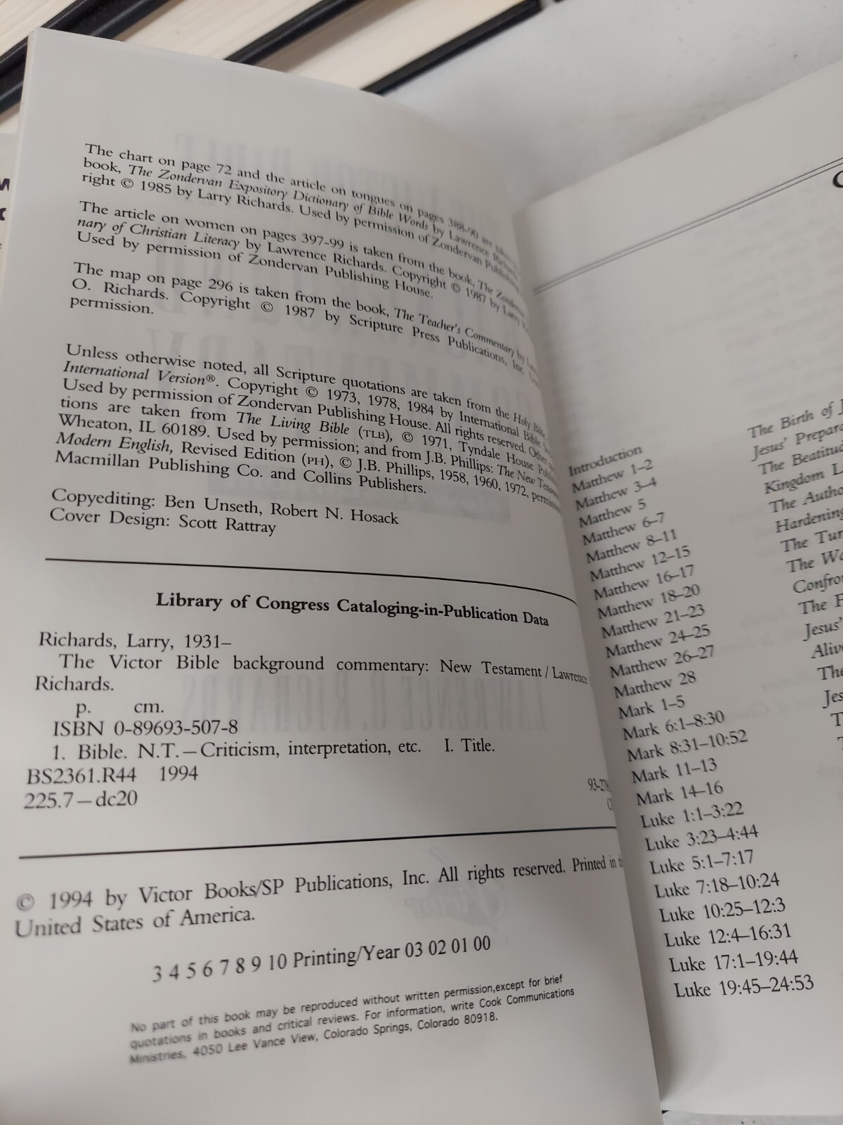1994 The Victor Bible Background Commentary New Testament By Lawrence Richards