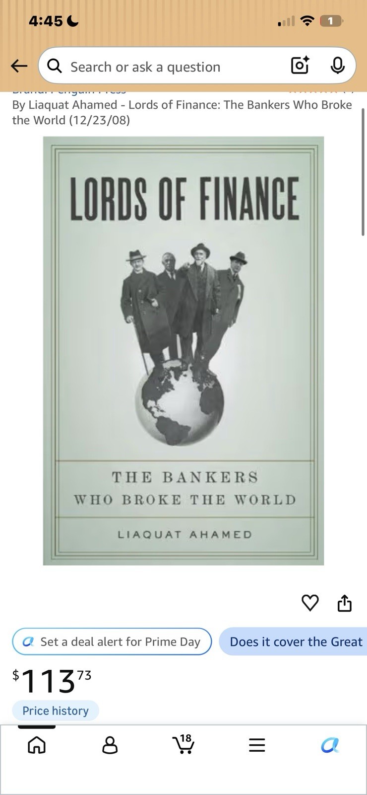 Lords of Finance: The Bankers Who Broke the World HC Liaquat Ahamed 2008