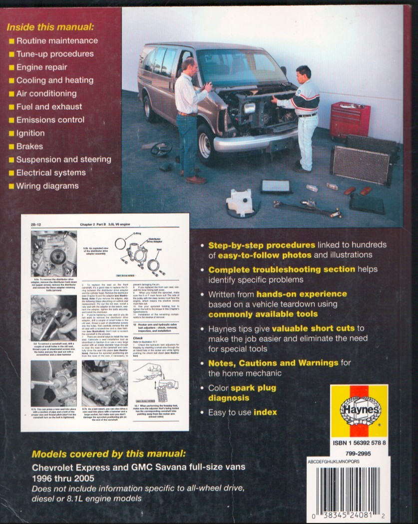 Haynes Repair Manual Chevrolet GMC Full-size Vans 1996-2005 MN3079