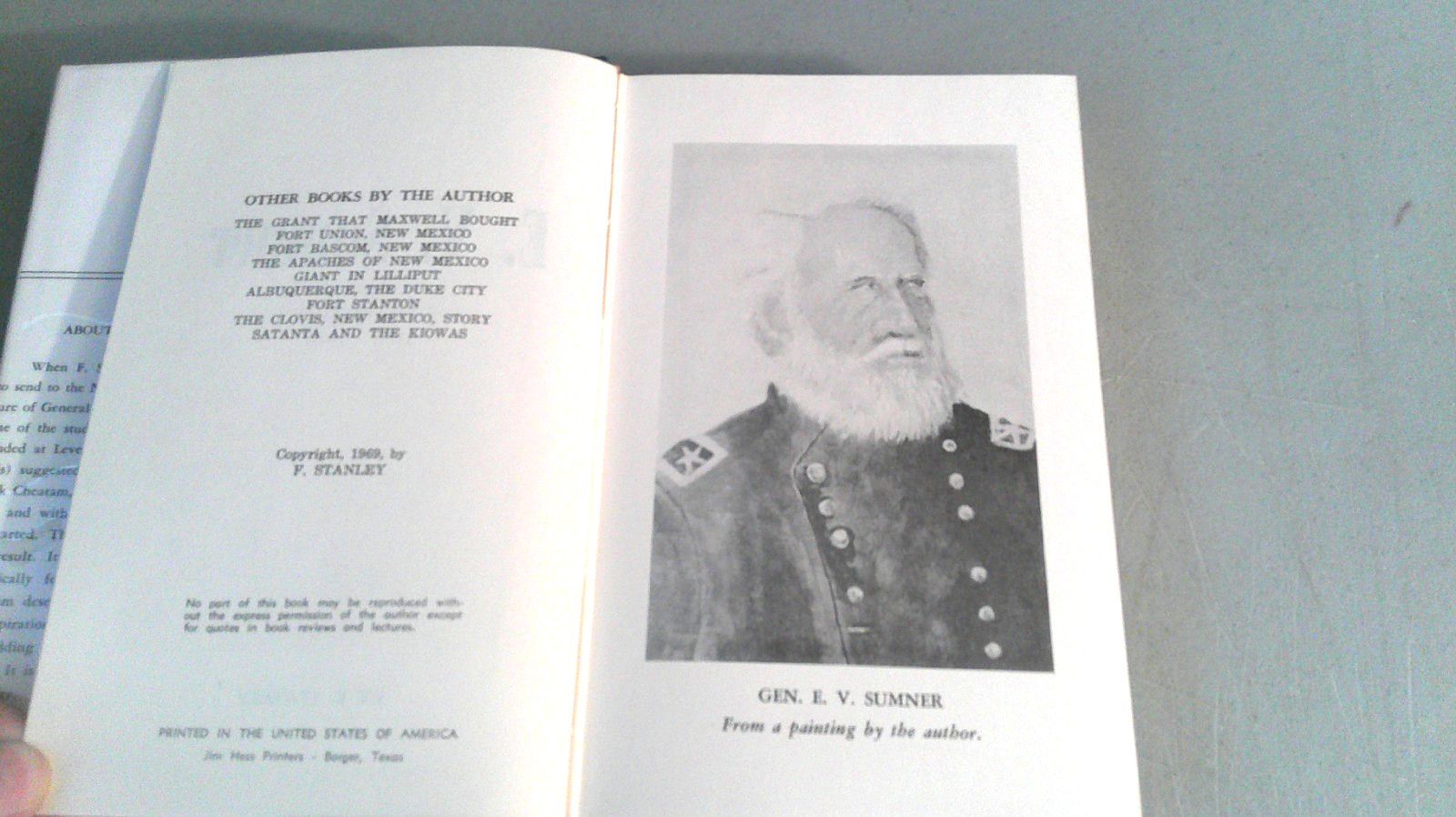 E.V. Sumner: Major General United States Army 1797-1863 HC 1969 SIGNED