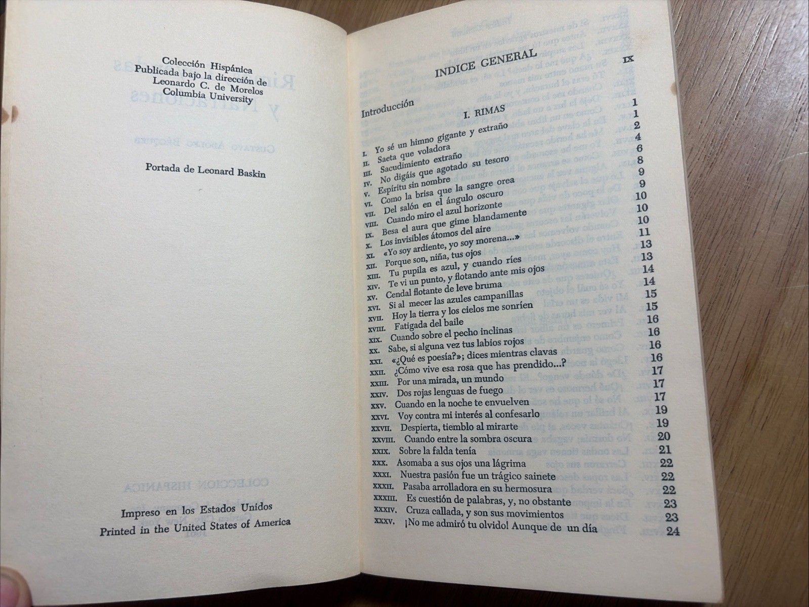Rimas Leyendas y Narraciones Gustavo Adolfo Becquer 1961 Doubleday Spanish Good+