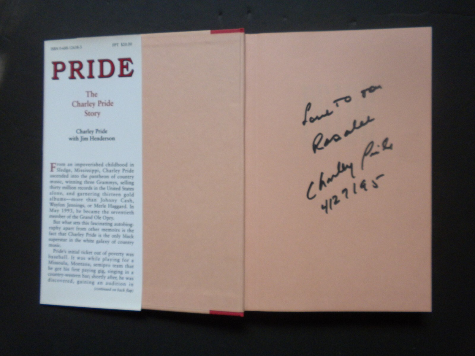 *SIGNED* CHARLEY PRIDE Memoir 1994 Life STORY hardcover 302 unmarked pages HCDJ