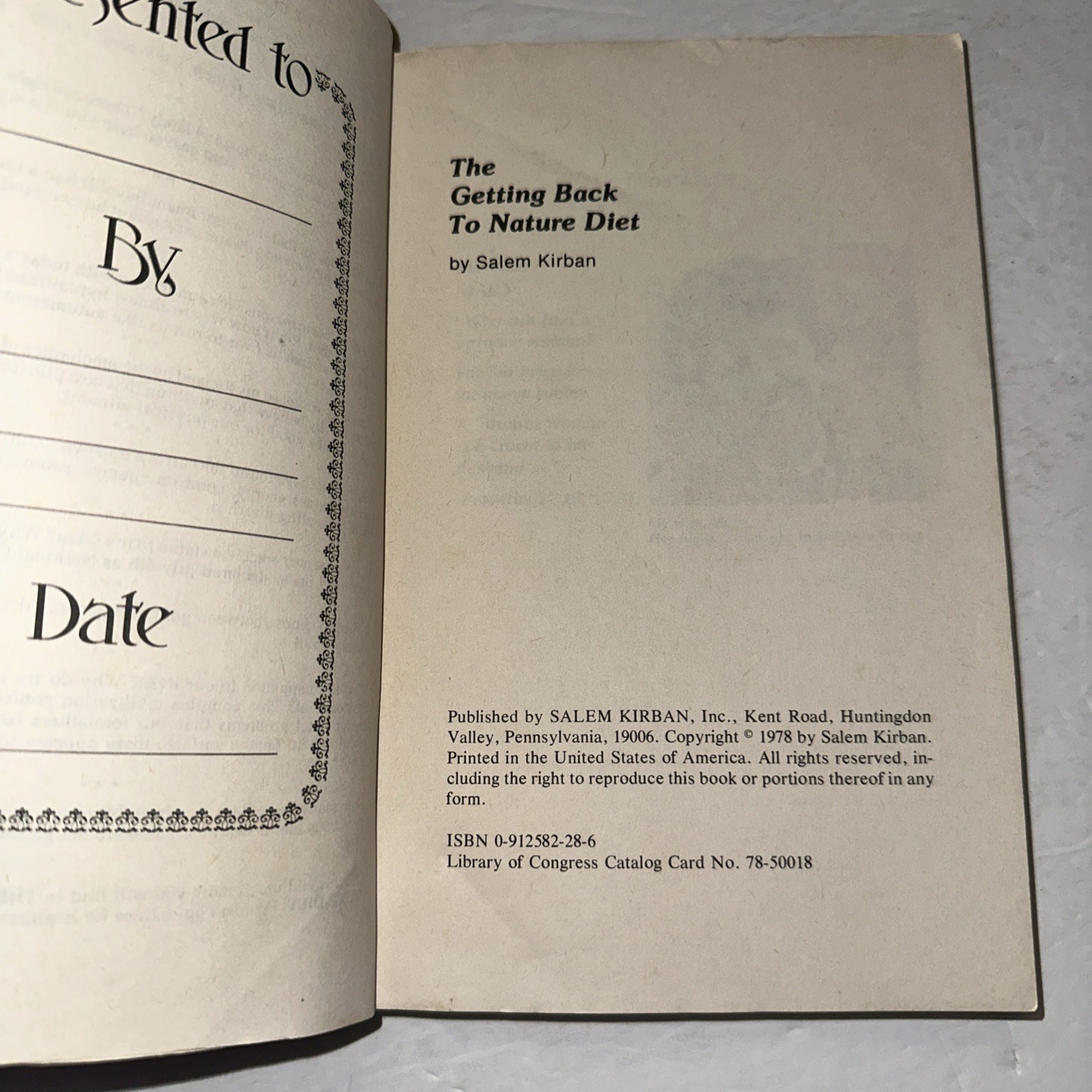 The Getting Back to Nature Diet Salem Kirban Paperback 1978