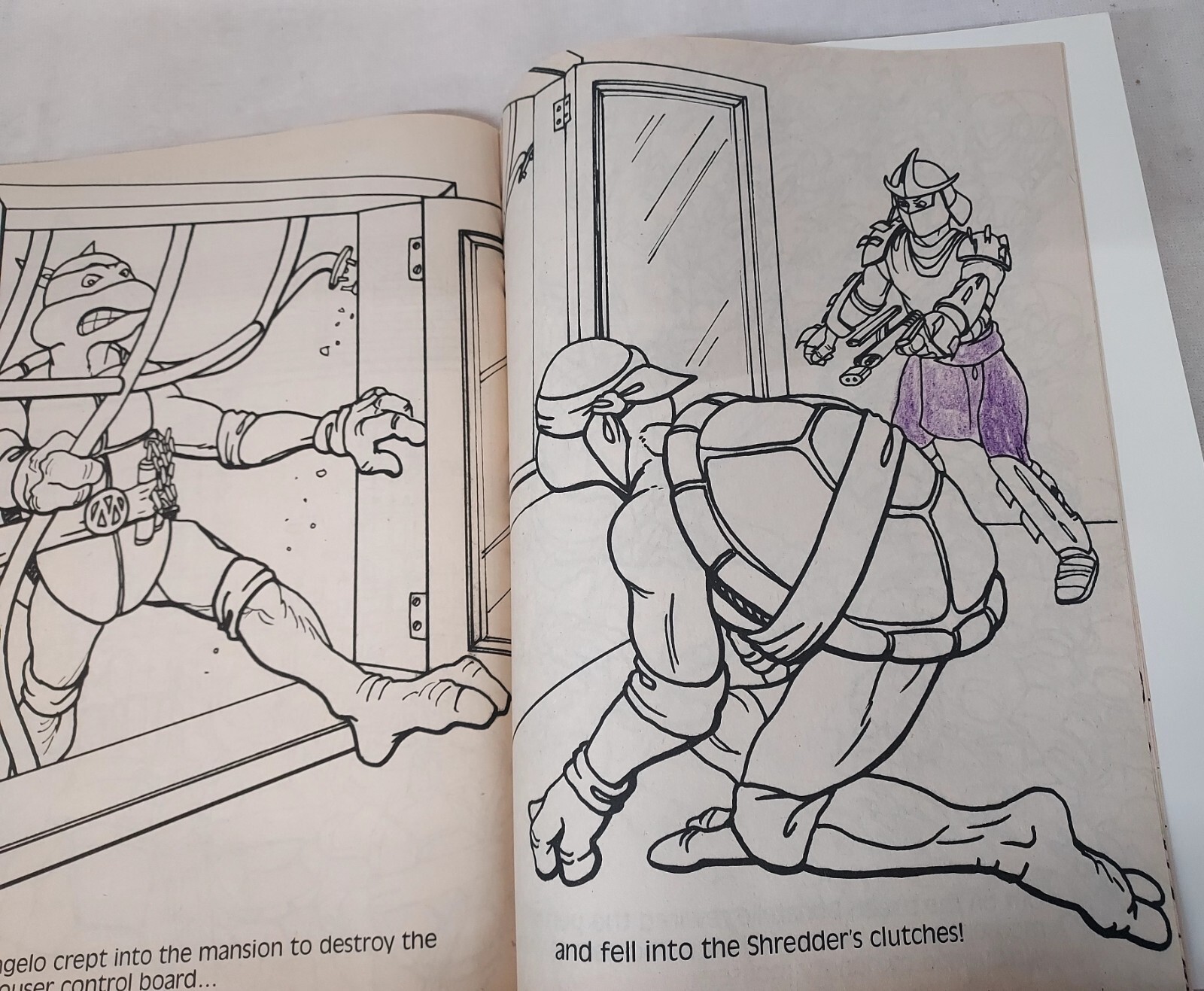 1988 TEENAGE MUTANT NINJA TURTLES Adventures to Color Coloring Book 3 Used Pages