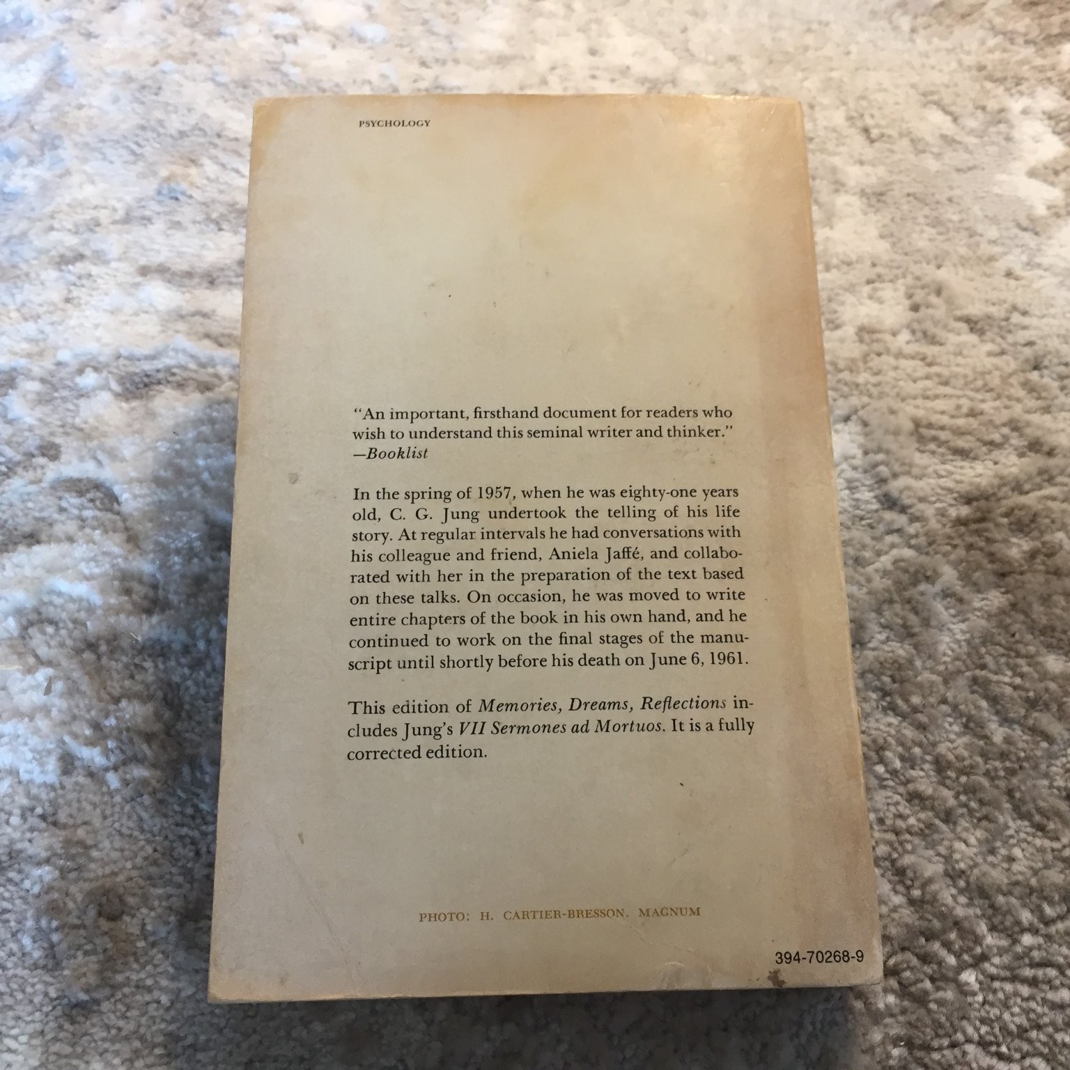 Memories Dreams Reflections C.G. Jung 1965 Vintage Psychology Autobiography Book