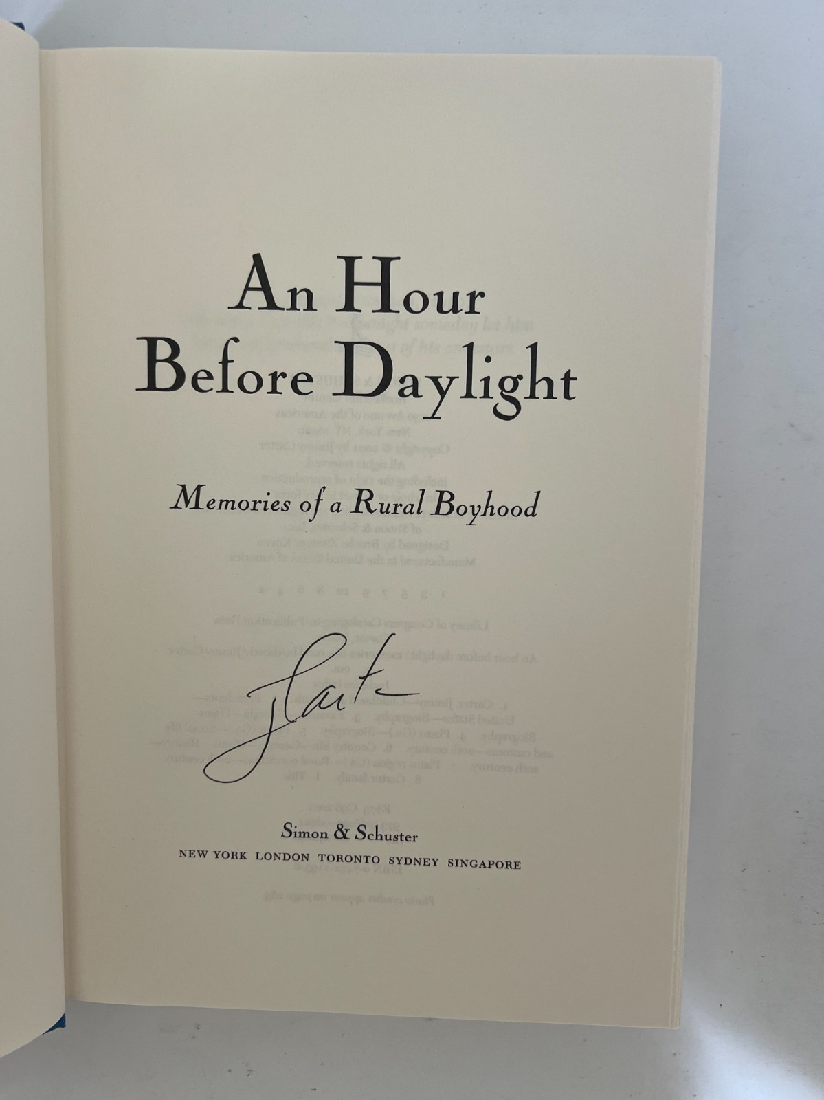 An Hour Before Daylight (signed by President Jimmy Carter)—NEW 1st Ed. & Print