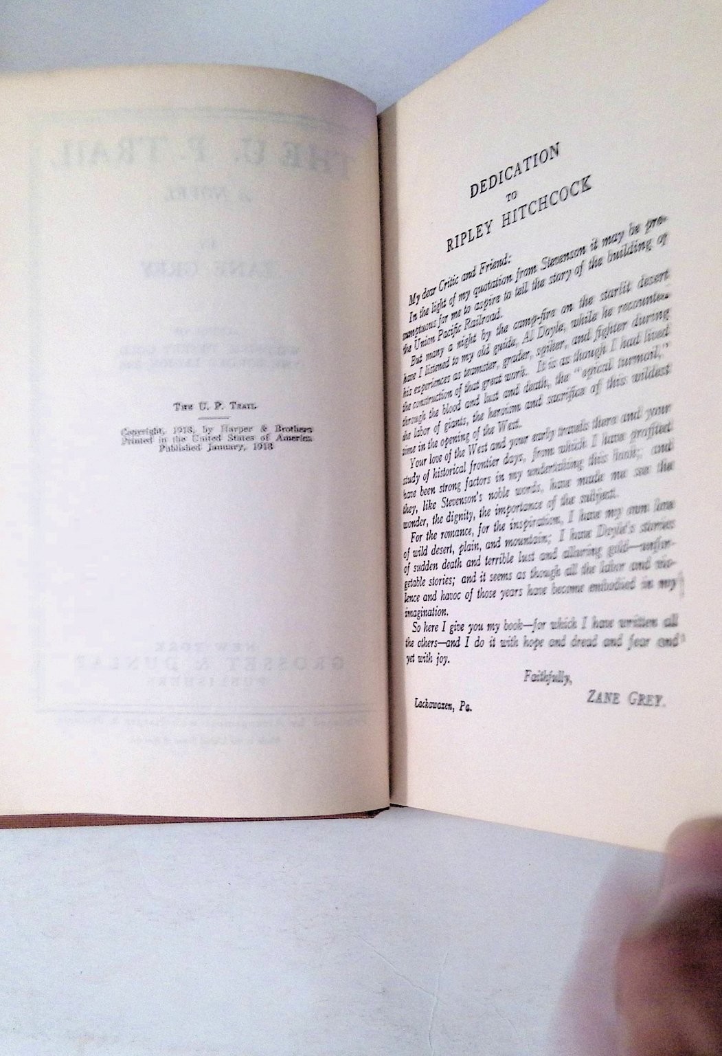 The U. P. Trail Zane Grey 1918 Western Adventure Grosset & Dunlap