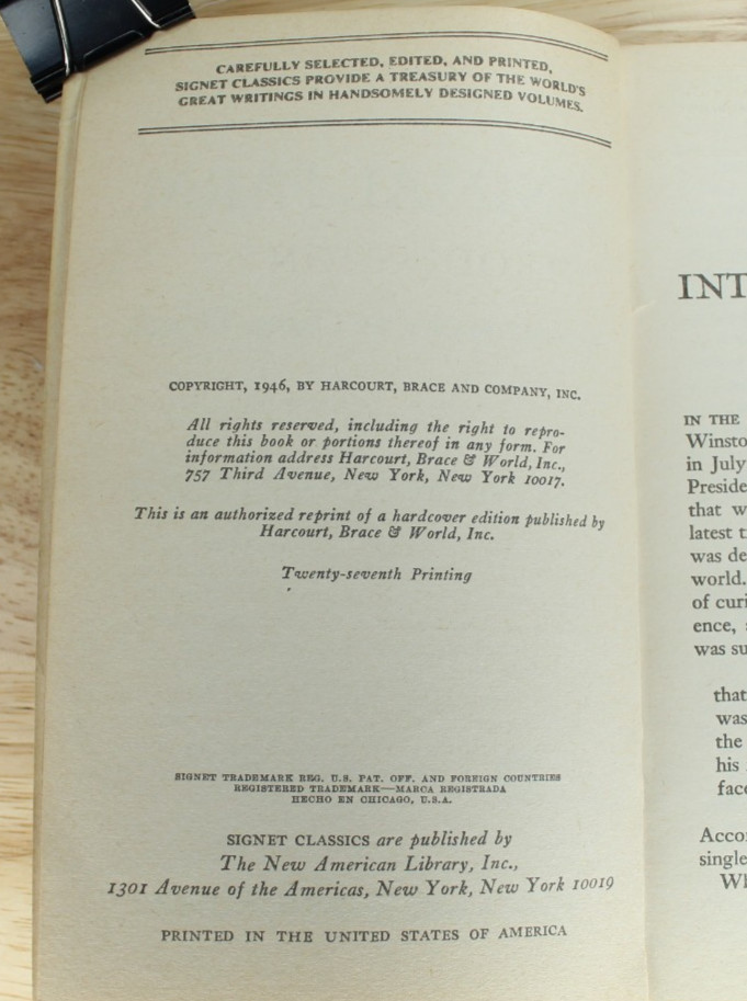 Animal Farm – George Orwell – Signet Classic – Paperback – 1946 – Good
