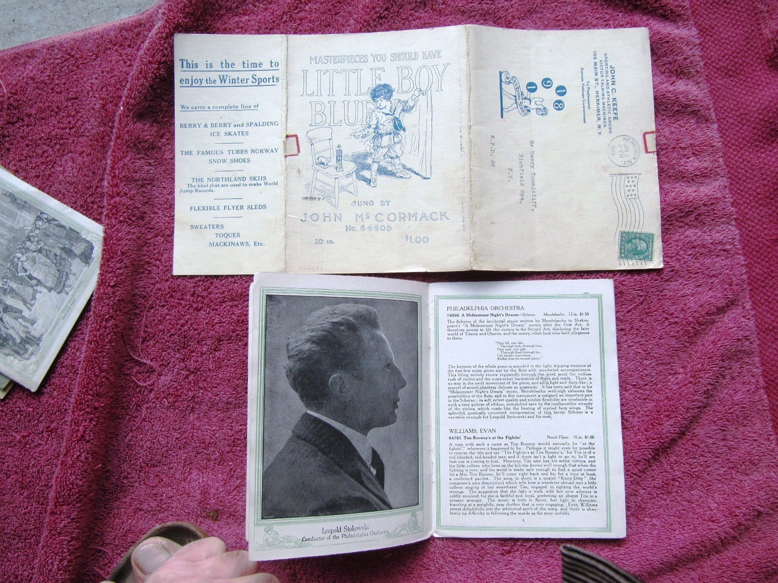New VICTOR RECORDS Feb 1918 MAIL WRAPPER Stokowski Heifetz Victrola CATALOG