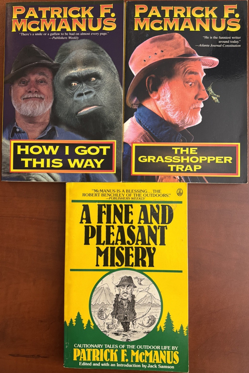 Patrick F McManus Lot of 3 Book Paperbacks Misery Grasshopper Trap How I Got Way