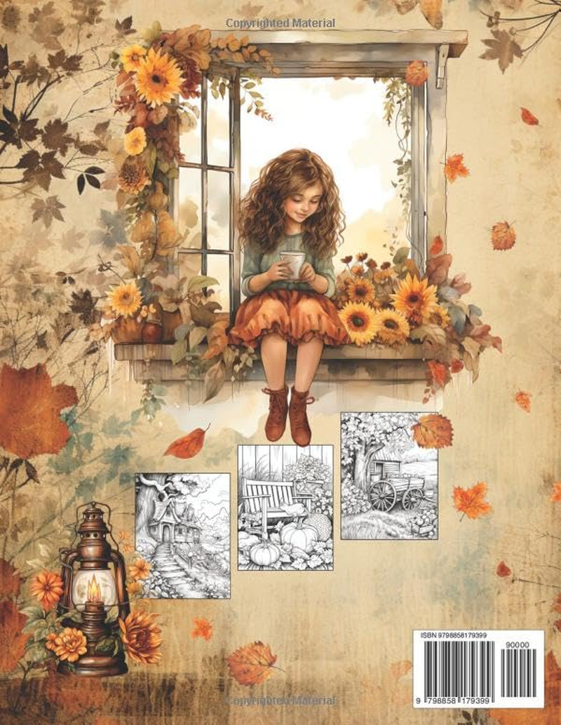 Country Fall Adult Coloring Book: 50+ Charming Country Autumn Scenes with Inspir