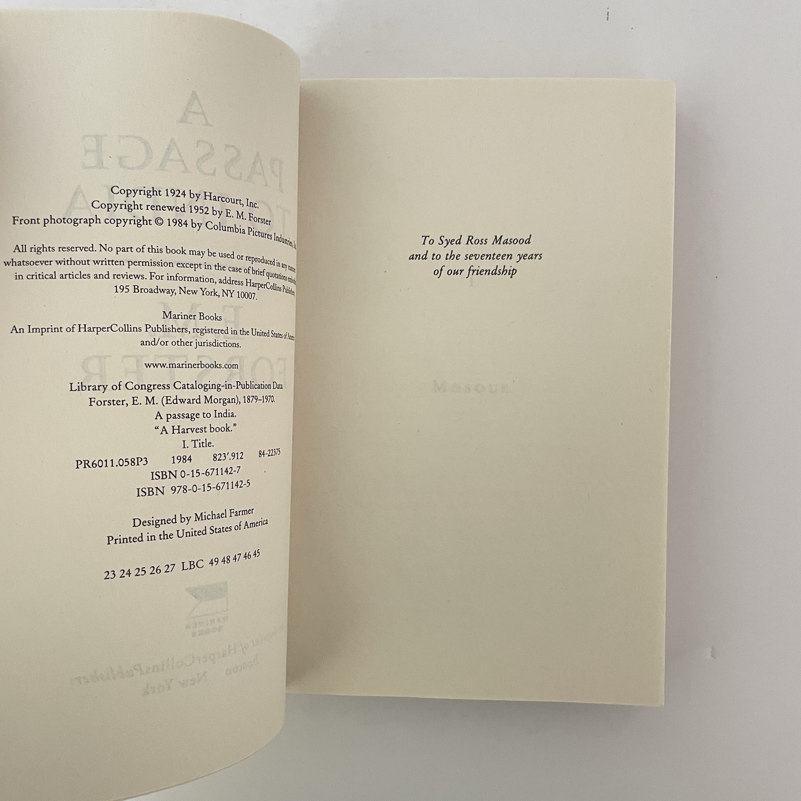 A Passage To India by E.M. Forster Softcover Book 75th Anniversary Edition