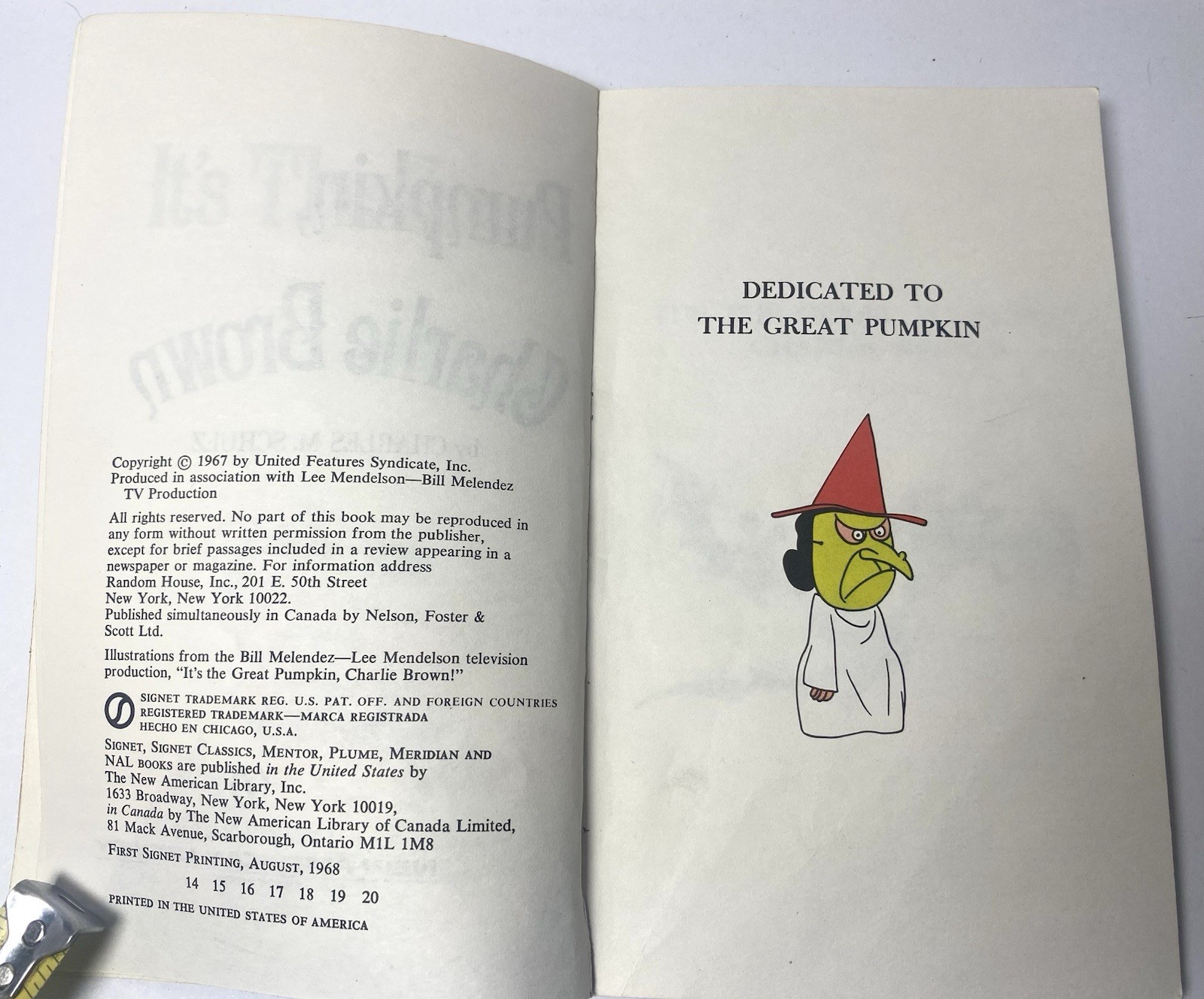 It’s The Great Pumpkin Charlie Brown Schulz 1968 Peanuts Snoopy 1st Signet Ed.