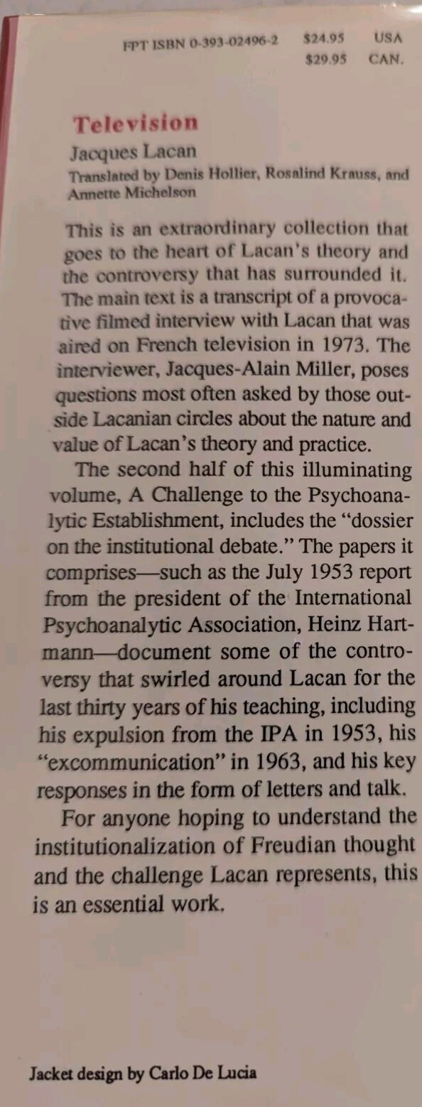 Television: A Challenge to the Psychoanalytic Establishment (English, French …