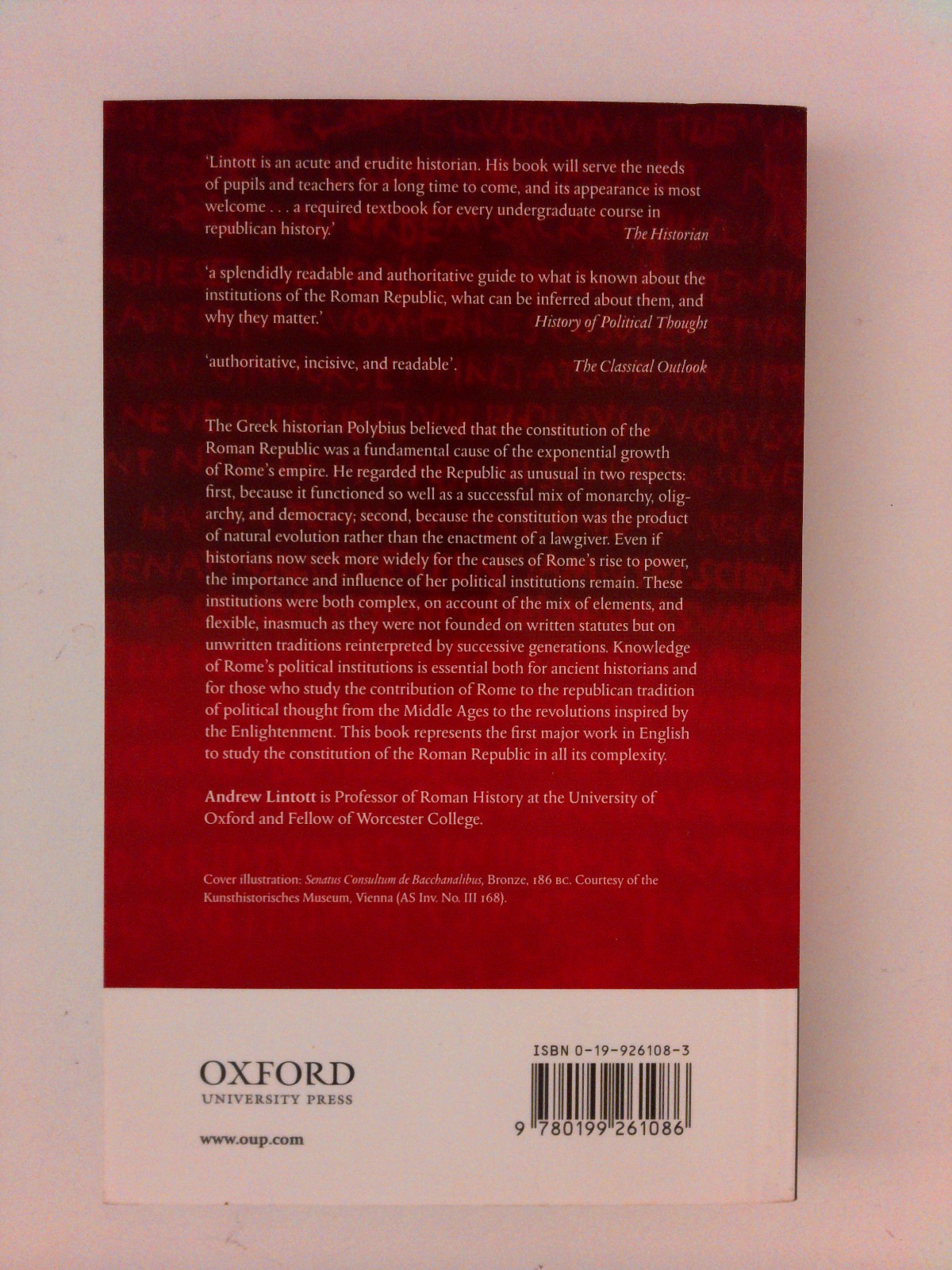 Constitution of the Roman Republic by Andrew Lintott (2003, Uk-Trade Paper)