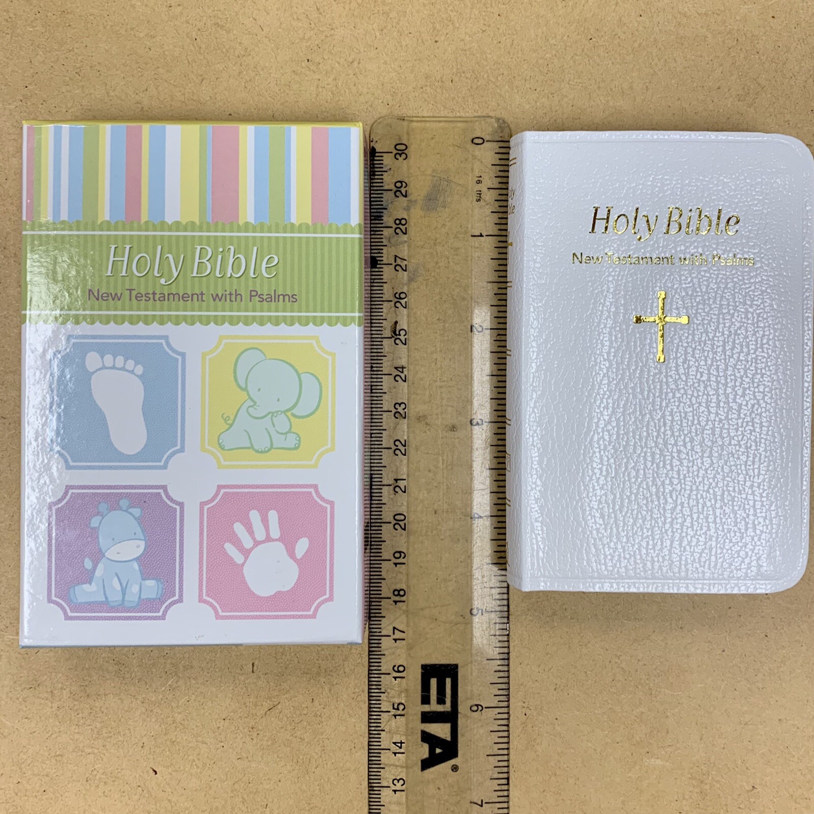 Childrens Pocket New Testament Psalms White Bonded Leather Dedication Gift Bible
