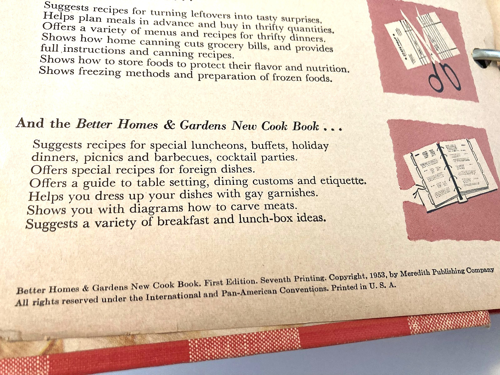 BETTER HOMES & GARDENS NEW COOKBOOK First Edition 1953 7th Printing 5 RingBinder