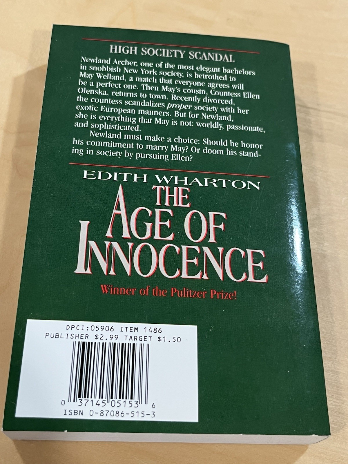 The Age of Innocence by Edith Wharton Cherish Paperback Book 320 Pages
