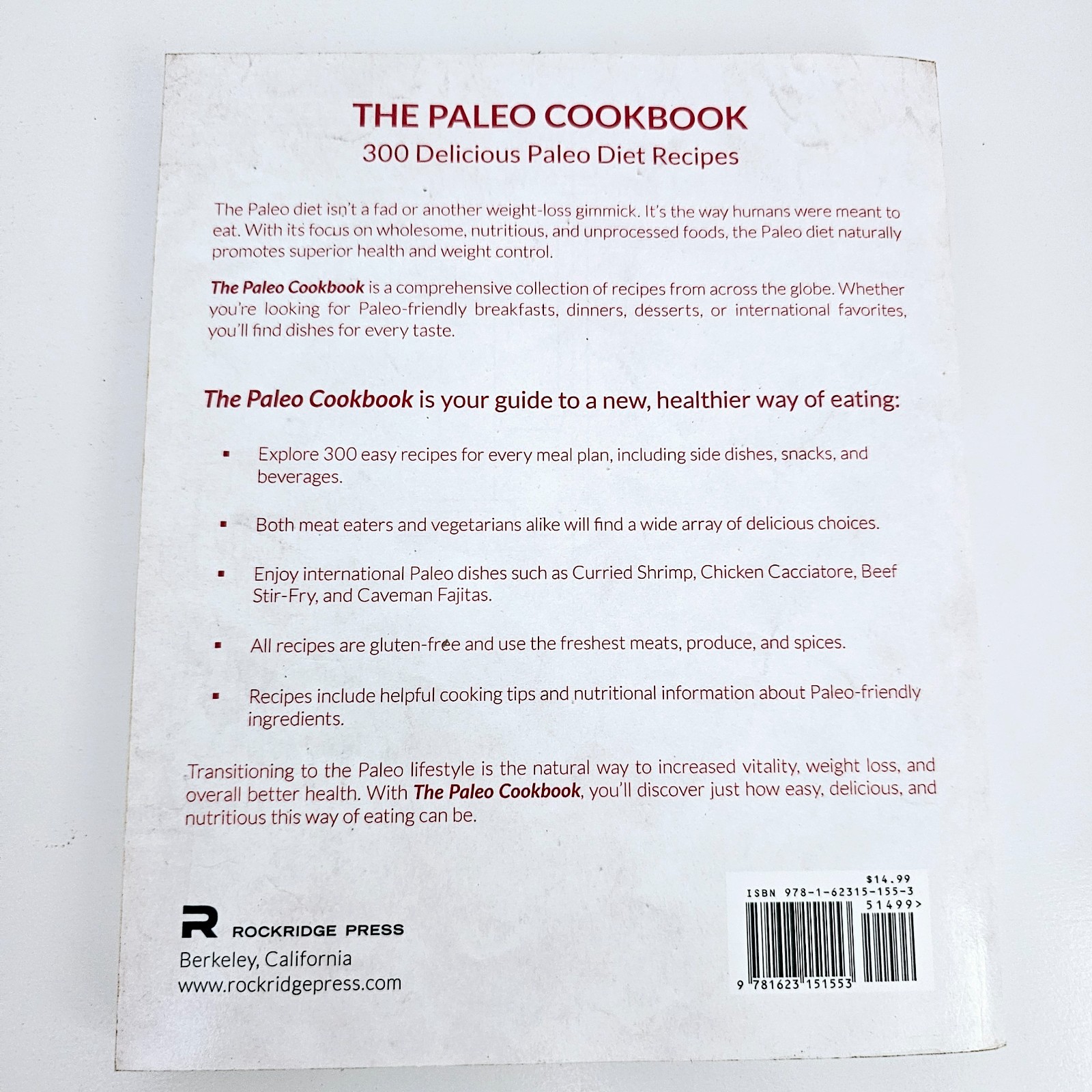 The Paleo Cookbook Rockridge Press Paperback 300 Paleo Diet Recipes Free Postage