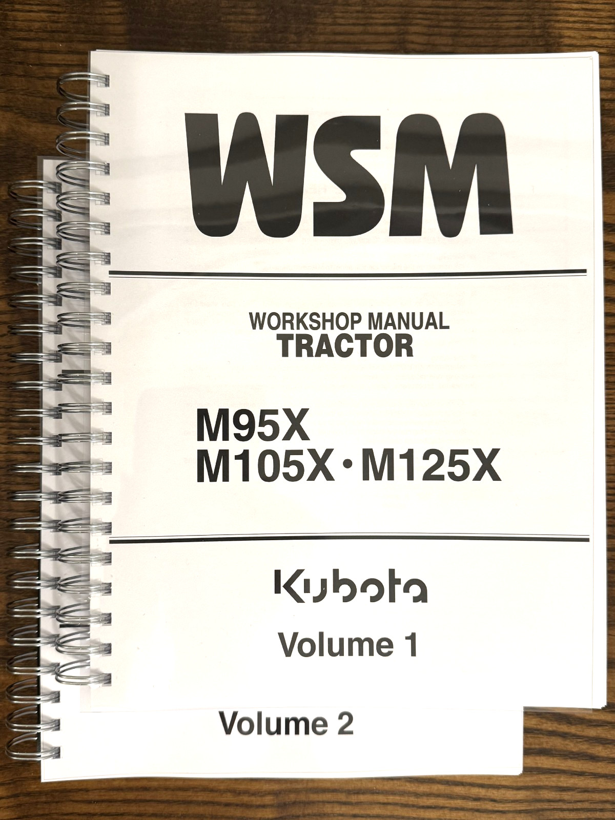KUBOTA M95X M105X M125X WORKSHOP MANUAL, COIL BINDING – TOUGH JACKET – FOLDOUTS!