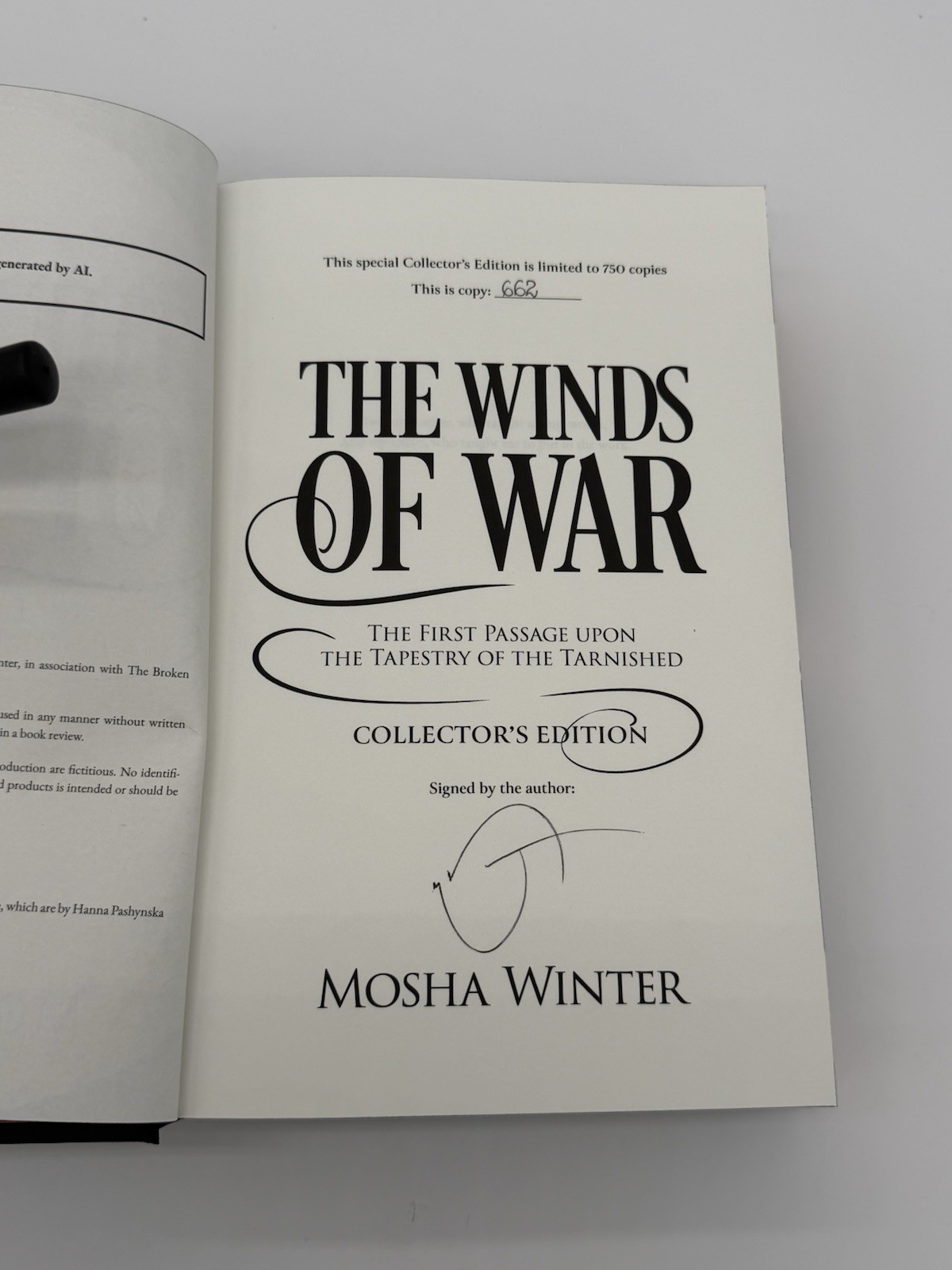 The Winds Of War By Mosha Winter – Broken Binding Edition – Signed/Numbered
