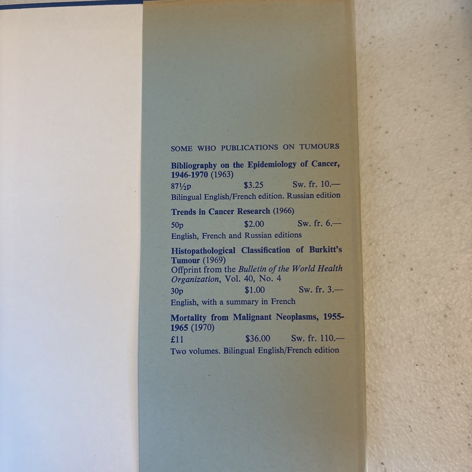 Histological Typing of Bone Tumours (1972) – WHO – Hardcover Medical Pathology